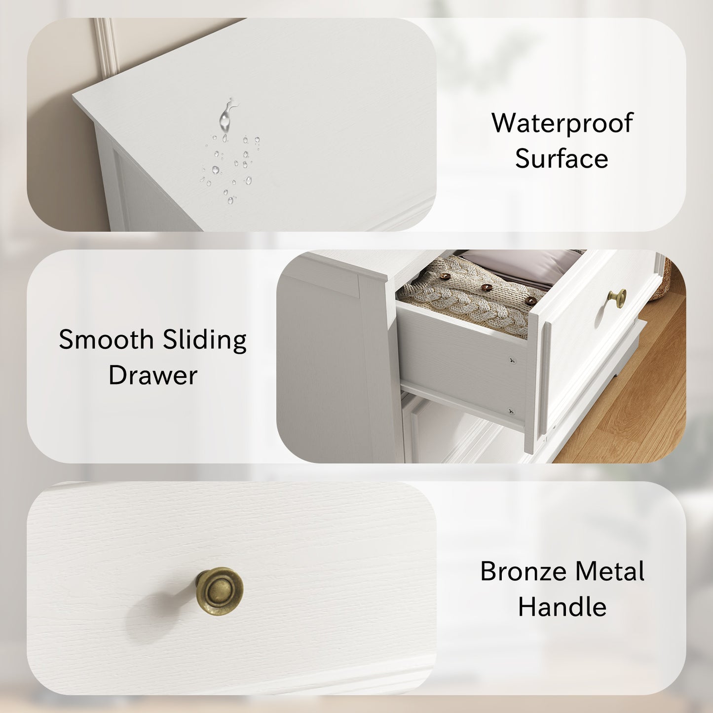 NEGYLIM Chest of Drawers for Bedroom, 5 Drawer Dresser, Modern Storage Cabinet Dresser Organizer Unit with Antique Bronze Round Handles for Living Room, Closet, Hallway, Entryway