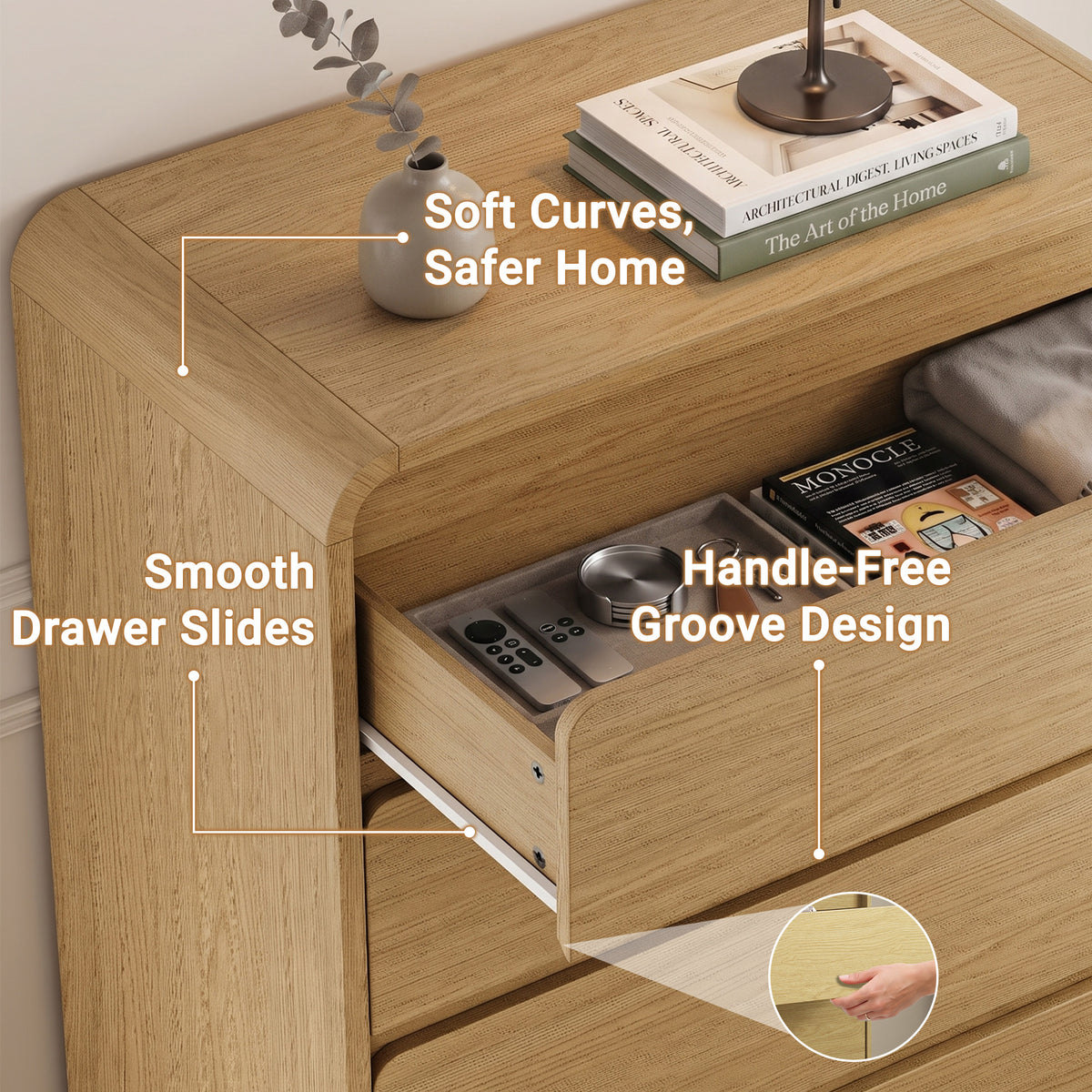 2-Piece Natural Dresser Set, Modern Chest of Drawers, Tall dresser for Bedroom Living Room Hallway Entryway,(Natural)