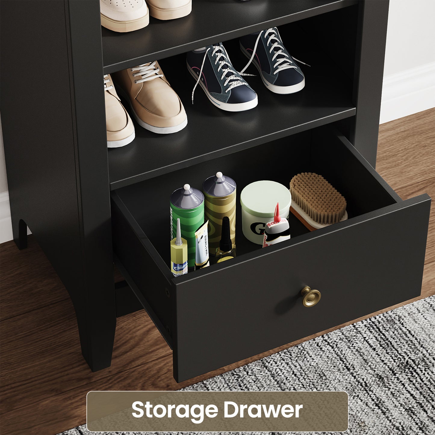 71" Tall Arched Storage Cabinet with Doors & Shelves – Multi-Purpose Pantry Cabinet for Kitchen, Bathroom, Living Room, Bedroom, Entryway & Office (Black)