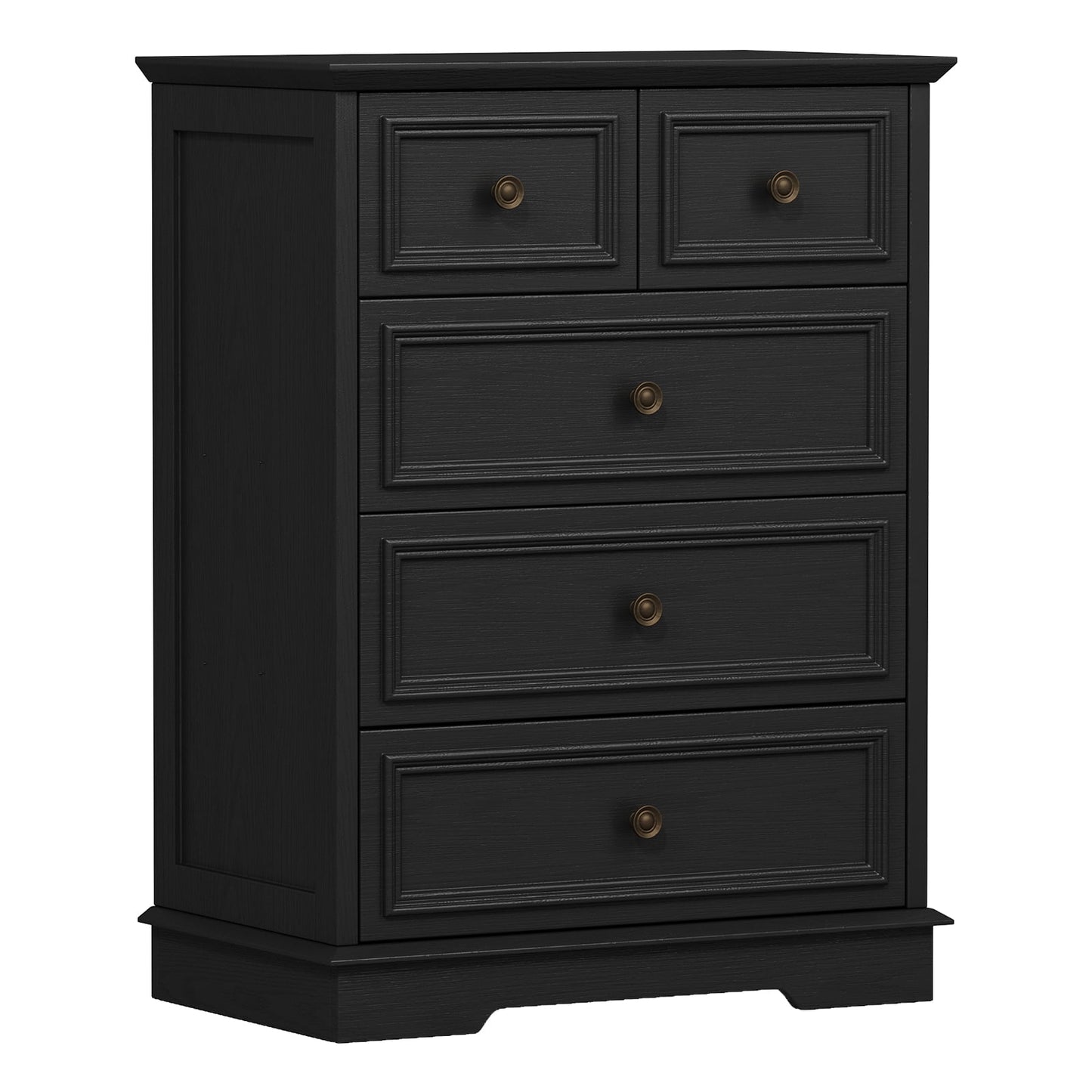 5 Drawer Dresser,Rustic-Style Chest of Drawers, Wood Storage Cabinet Dresser Organizer Unit with Antique Bronze Round Handles for Living Room, Closet, Hallway, Entryway