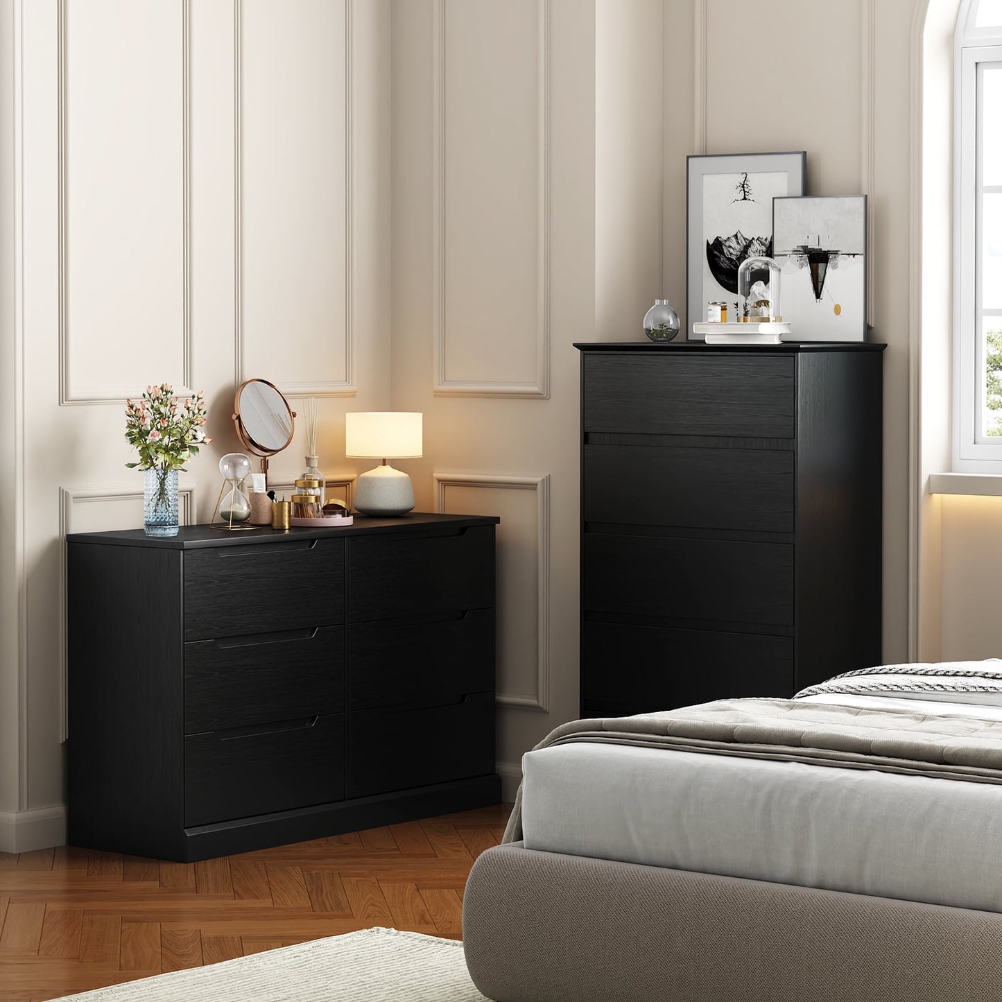 NEGYLIM 6 Drawer Chest of Drawers, Modern Storage Cabinet Dresser Organizer Unit, for Living Room, Closet, Entryway