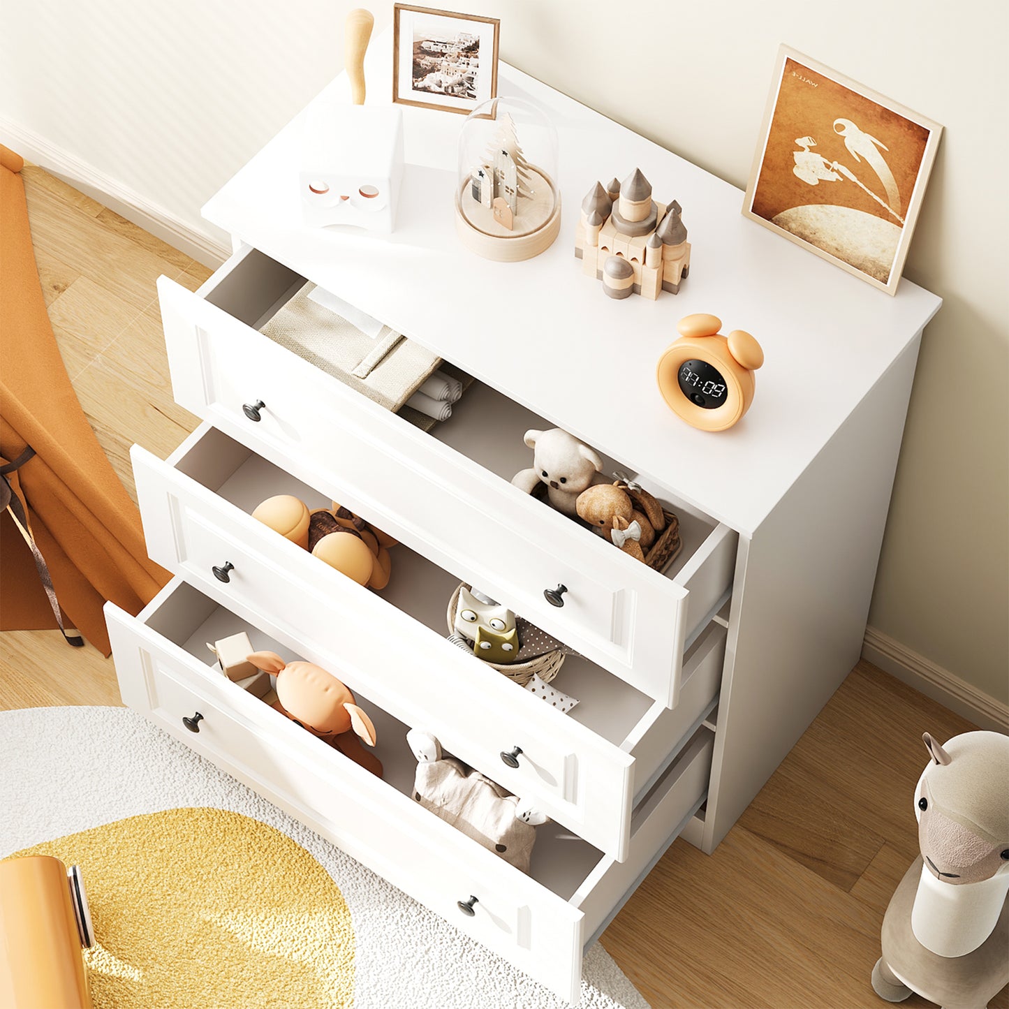 NEGYLIM White Dressers for Bedroom, Living Room, 3 Drawer Dresser with Large Storage Space, Smooth Drawers Easy to Assemble