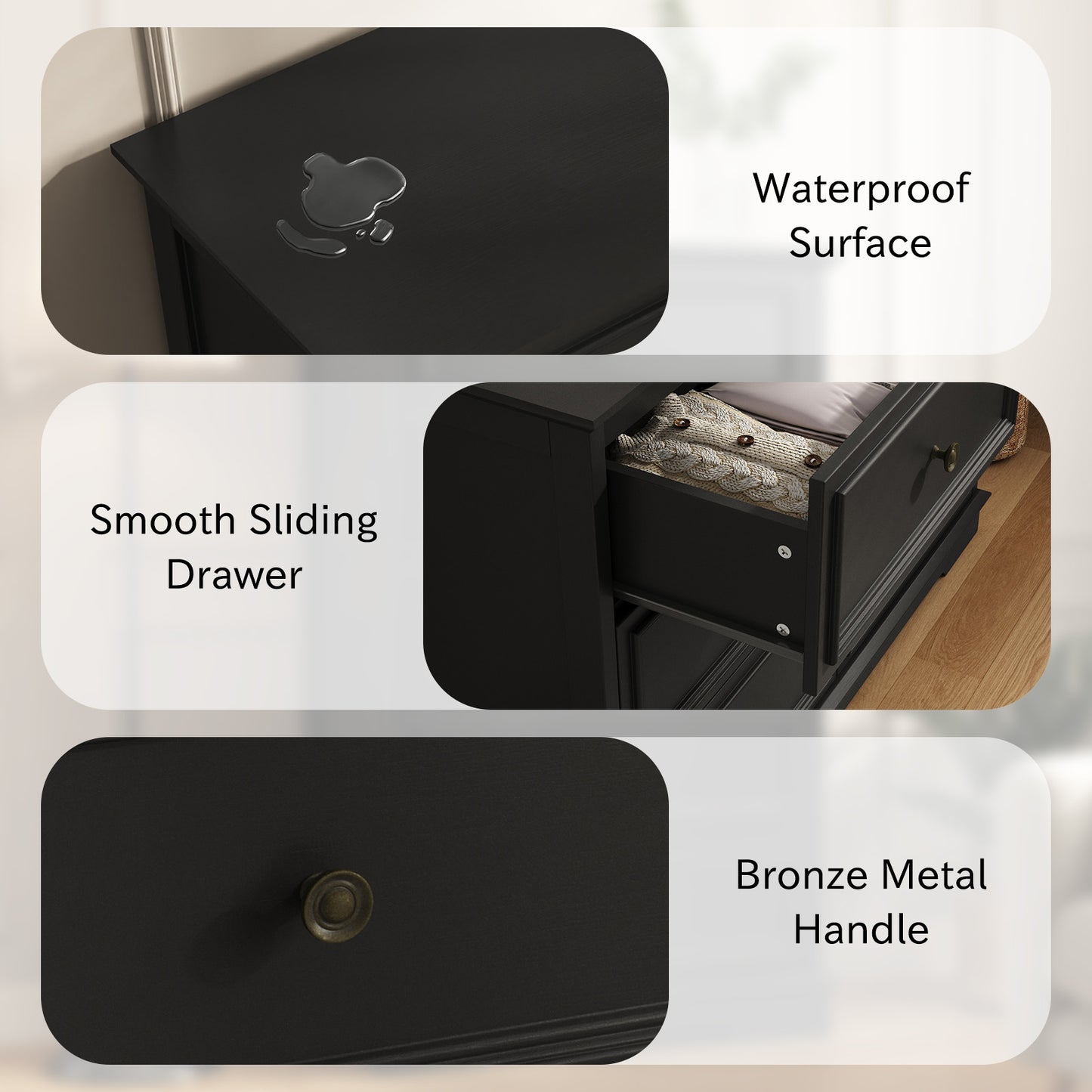 NEGYLIM 5 Drawer Dresser, Chest of Drawers for Bedroom, Modern Storage Cabinet Dresser Organizer Unit with Antique Bronze Round Handles for Living Room, Closet, Hallway, Entryway