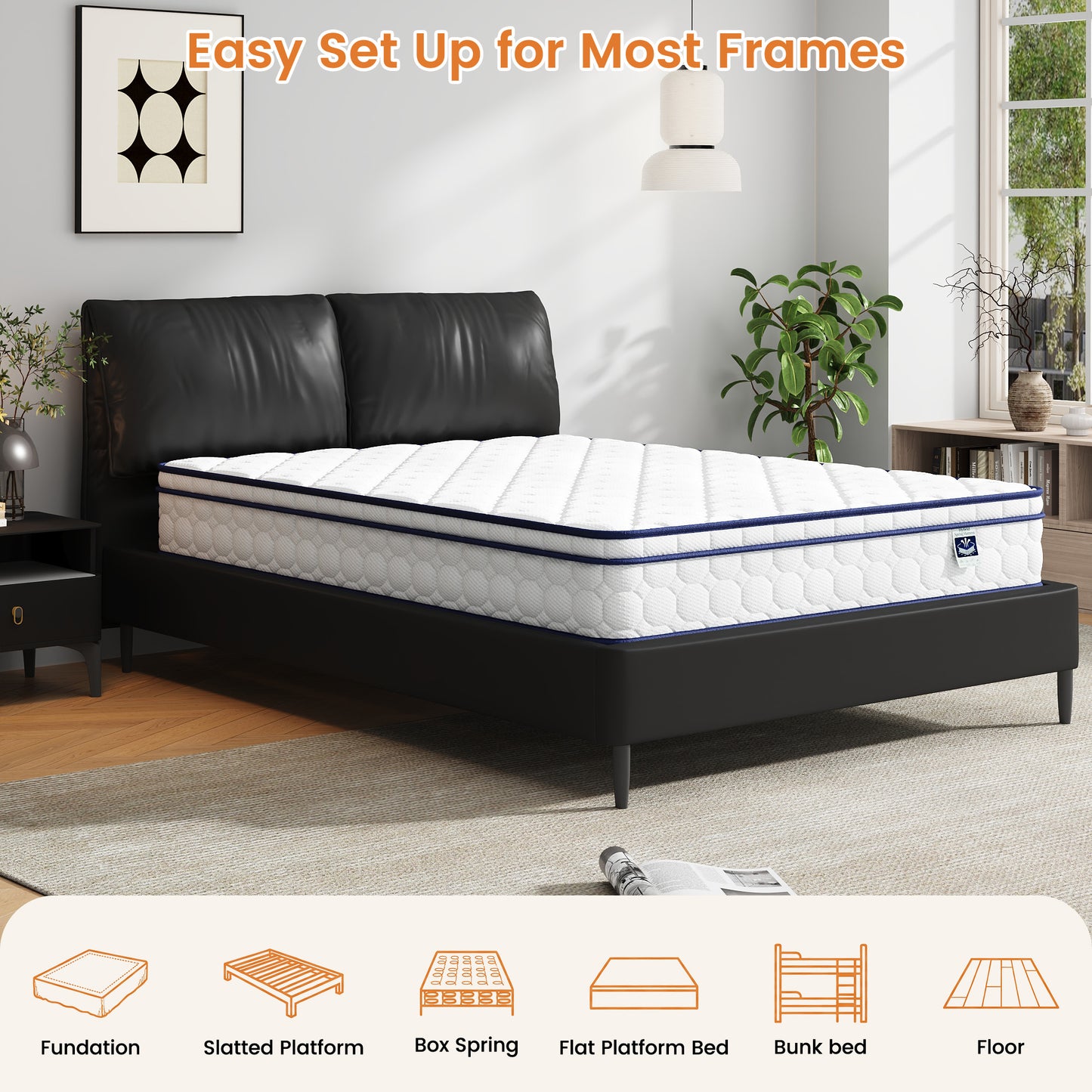 Queen Size Mattress - 10" Gel-Infused Memory Foam & Pocketed Coils, Medium Firmness, CertiPUR-US Certified, Pressure Relieving & Cooling Sleep