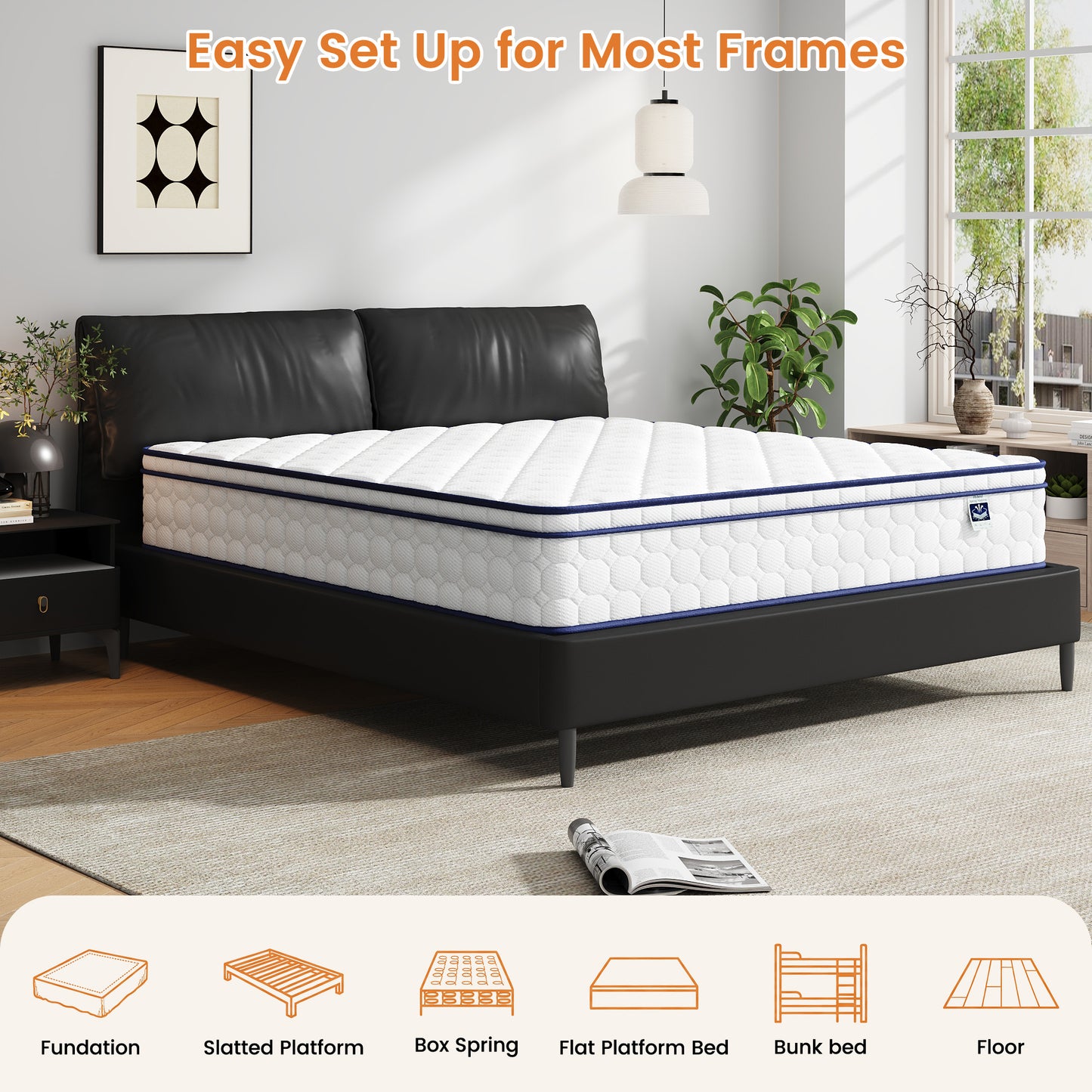 12 Inch King Mattress, Gel Memory Foam & Pocket Springs Hybrid - Medium Plush Feel for Cool Sleep, Pressure Relief & Motion Isolation, CertiPUR-US Certified