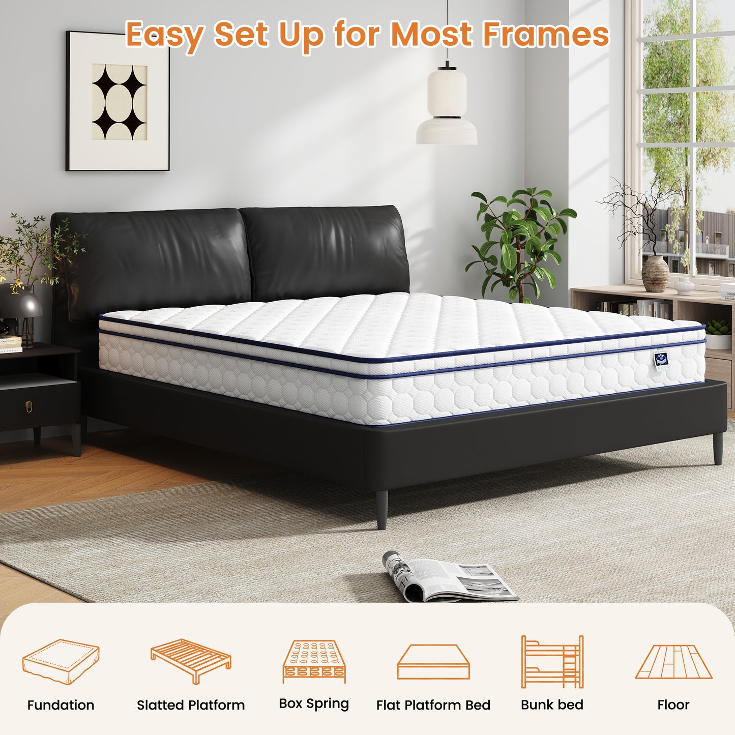 King Mattress, 10" Hybrid - Gel Memory Foam & Pocket Springs, Medium Plush Comfort, CertiPUR-US Certified for Cool Sleep, Pressure Relief & Motion Isolation