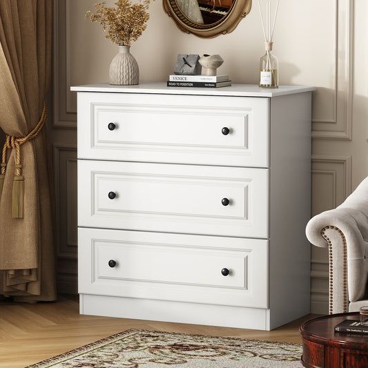 NEGYLIM White Dressers for Bedroom, Living Room, 3 Drawer Dresser with Large Storage Space, Smooth Drawers Easy to Assemble