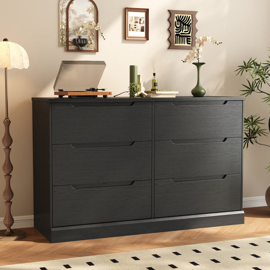 NEGYLIM 6 Drawer Chest of Drawers, Modern Storage Cabinet Dresser Organizer Unit, for Living Room, Closet, Entryway