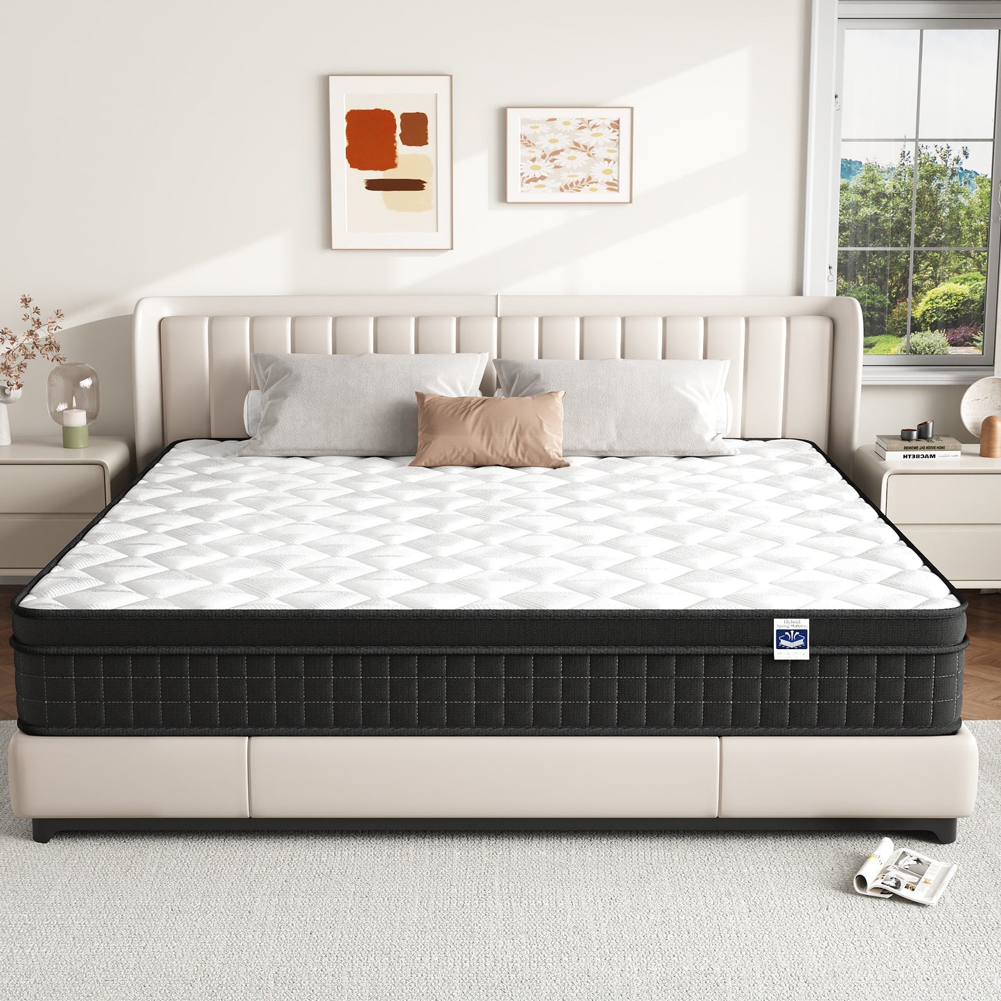King Size 10" Hybrid Mattress - Gel Memory Foam & Pocket Springs, Medium Firm Feel, Motion Isolation, Pressure Relief, CertiPUR-US