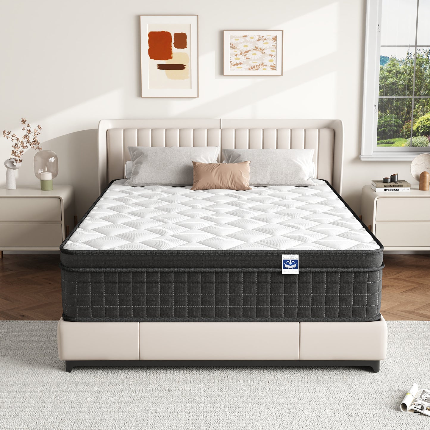 Full Size 12" Hybrid Mattress - Gel Memory Foam & Pocket Springs, Medium Firm Feel, Motion Isolation, Pressure Relief, CertiPUR-US