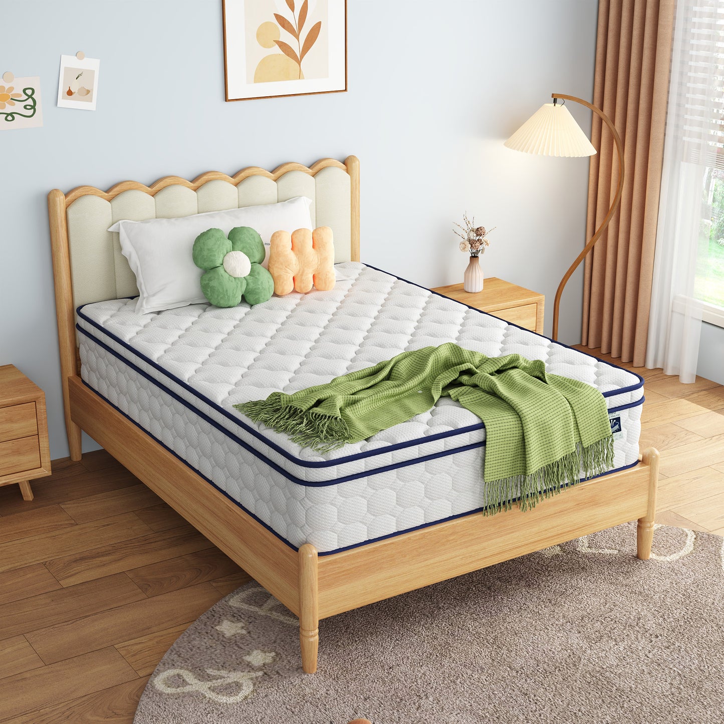 Full Mattress, 12 Inch Hybrid (Gel Memory Foam + Springs) - Medium Plush, Fiberglass-Free, Motion Isolating for Partners, Back Pain Relief