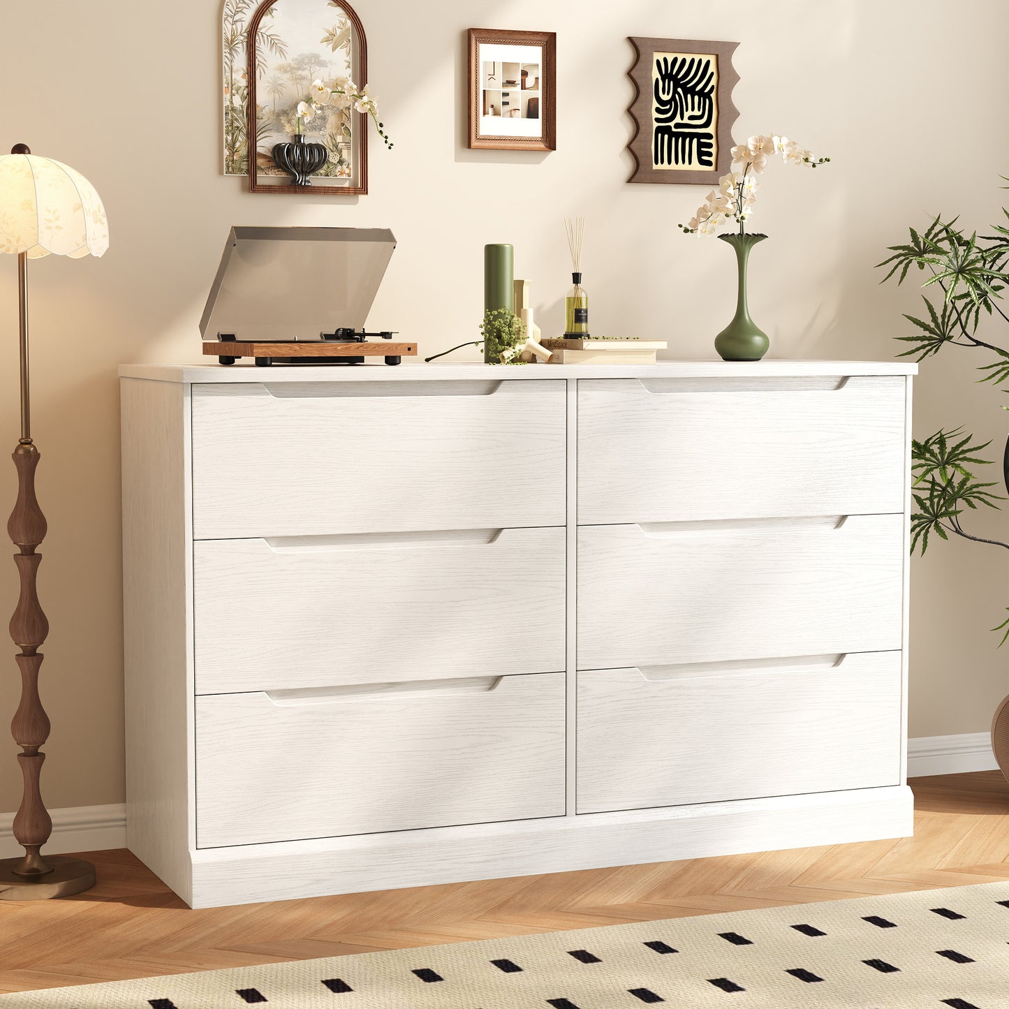 NEGYLIM 6 Drawer Dresser, Chest of Drawers for Bedroom, Modern Storage Cabinet Dresser Organizer Unit for Living Room, Closet, Hallway