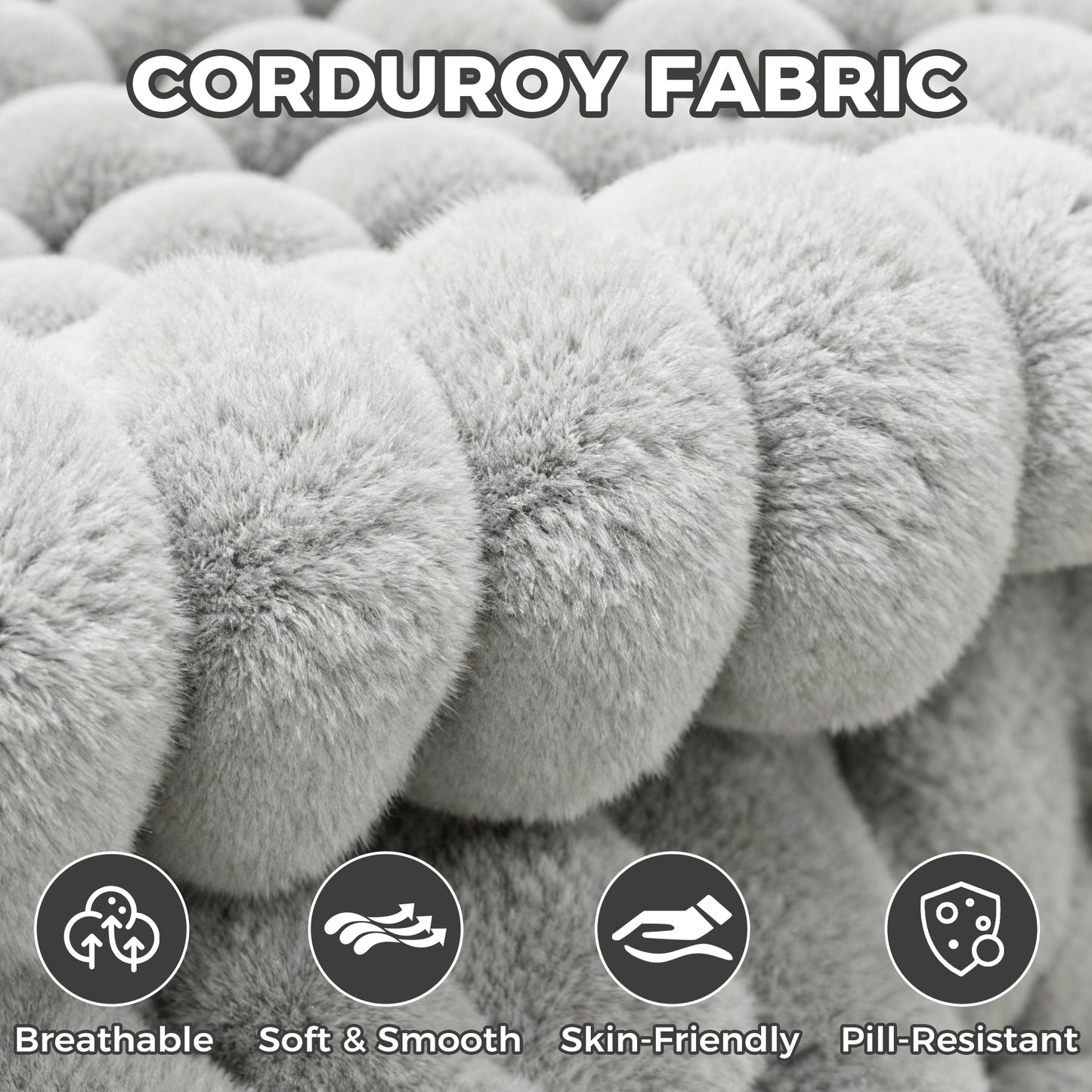 Oversized Sofa Ottoman Footrest, Matching Cushion for L-Shaped Sofa to Create U-Shaped Sectional , Large Seat Stool, High Resilience Foam & Corduroy Fabric, for Living Room Bedroom, (Oyster White)