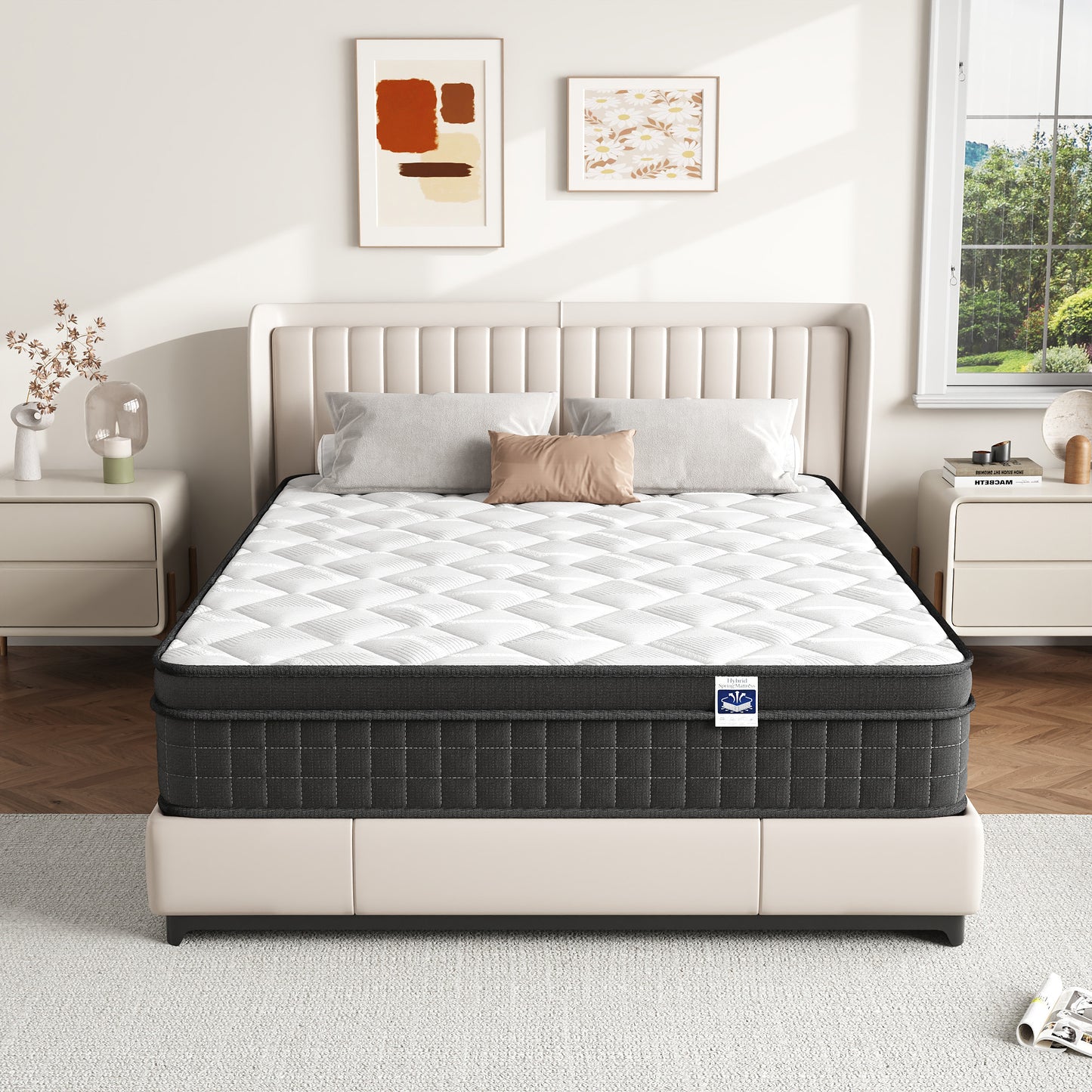 Full Size 10" Hybrid Mattress - Gel Memory Foam & Pocket Springs, Medium Firm Feel, Motion Isolation, Pressure Relief, CertiPUR-US