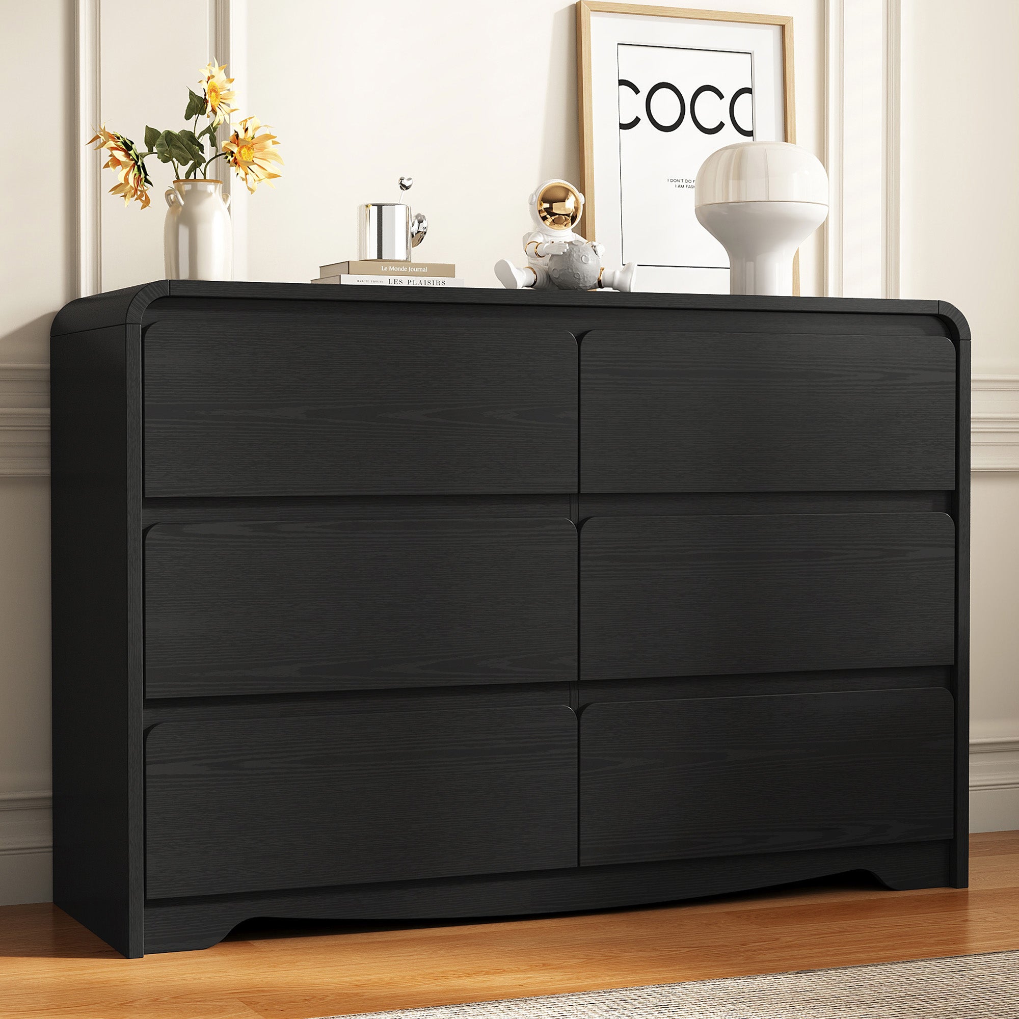 6-Drawer Dresser for Bedroom, 47-inch Wide Modern Minimalist Storage C