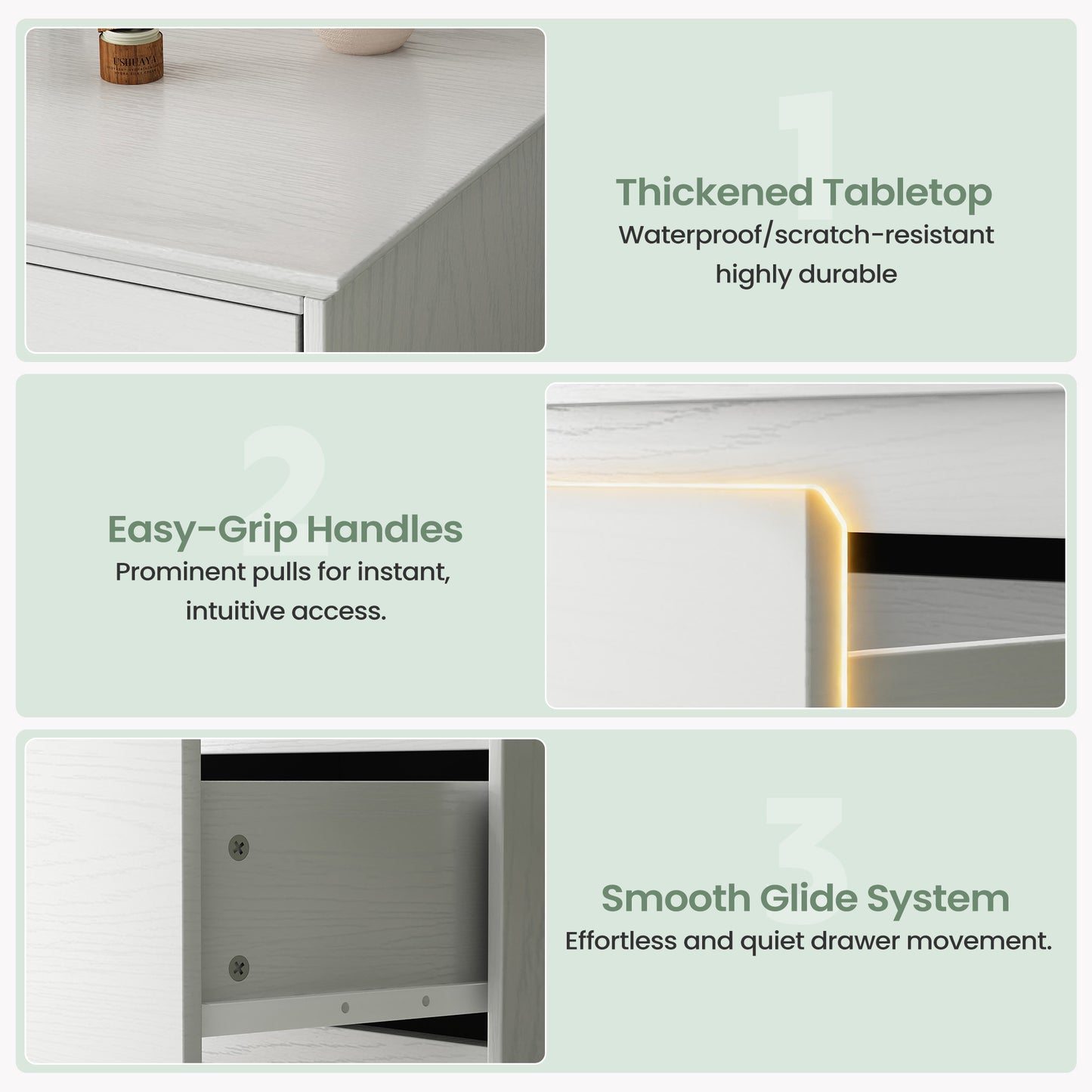6 Drawer Dresser for Bedroom, White Dresser Double Chest of Drawers, Modern Wood Dressers with Deep Drawers for Living Room,White