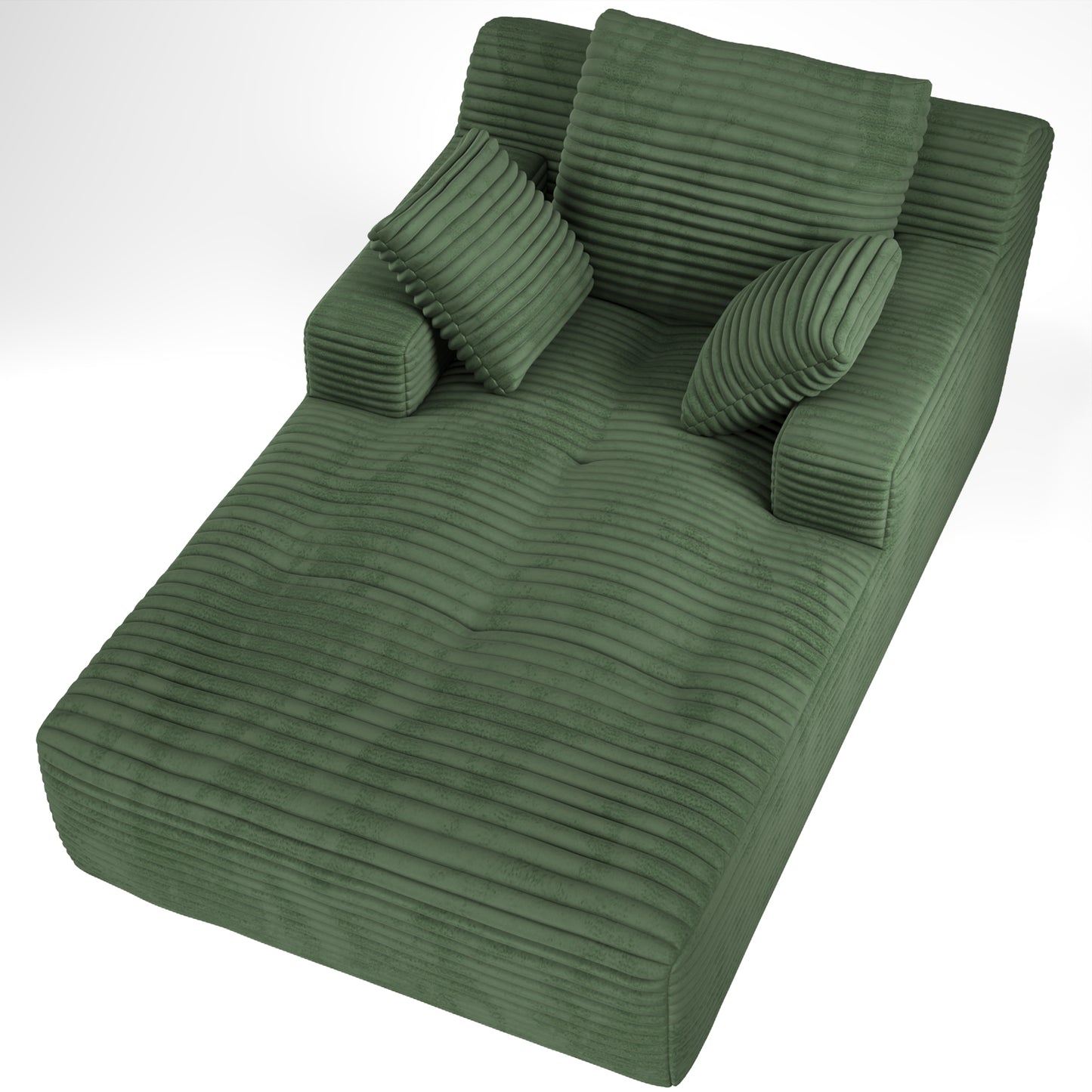 67'' Oversized Chaise Lounge Chair, Cloud Plush Corduroy Sofa Bed for Living Room, Modern Deep Seat Sleeper Couch with Back Cushion, No Assembly Required, (Sage Green)