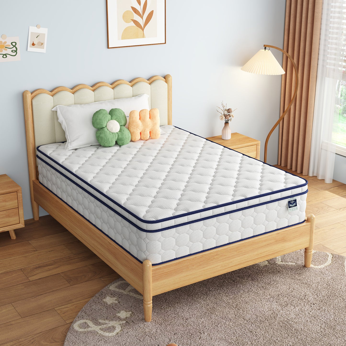 Full Mattress, 12 Inch Hybrid (Gel Memory Foam + Springs) - Medium Plush, Fiberglass-Free, Motion Isolating for Partners, Back Pain Relief