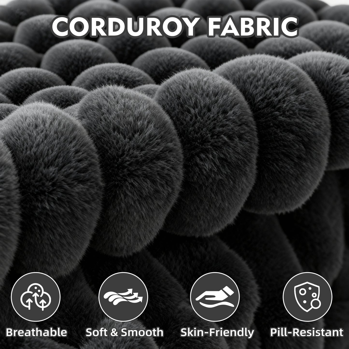 Oversized Sofa Ottoman Footrest, Matching Cushion for L-Shaped Sofa to Create U-Shaped Sectional , Large Seat Stool, High Resilience Foam & Corduroy Fabric, for Living Room Bedroom, (Charcoal)