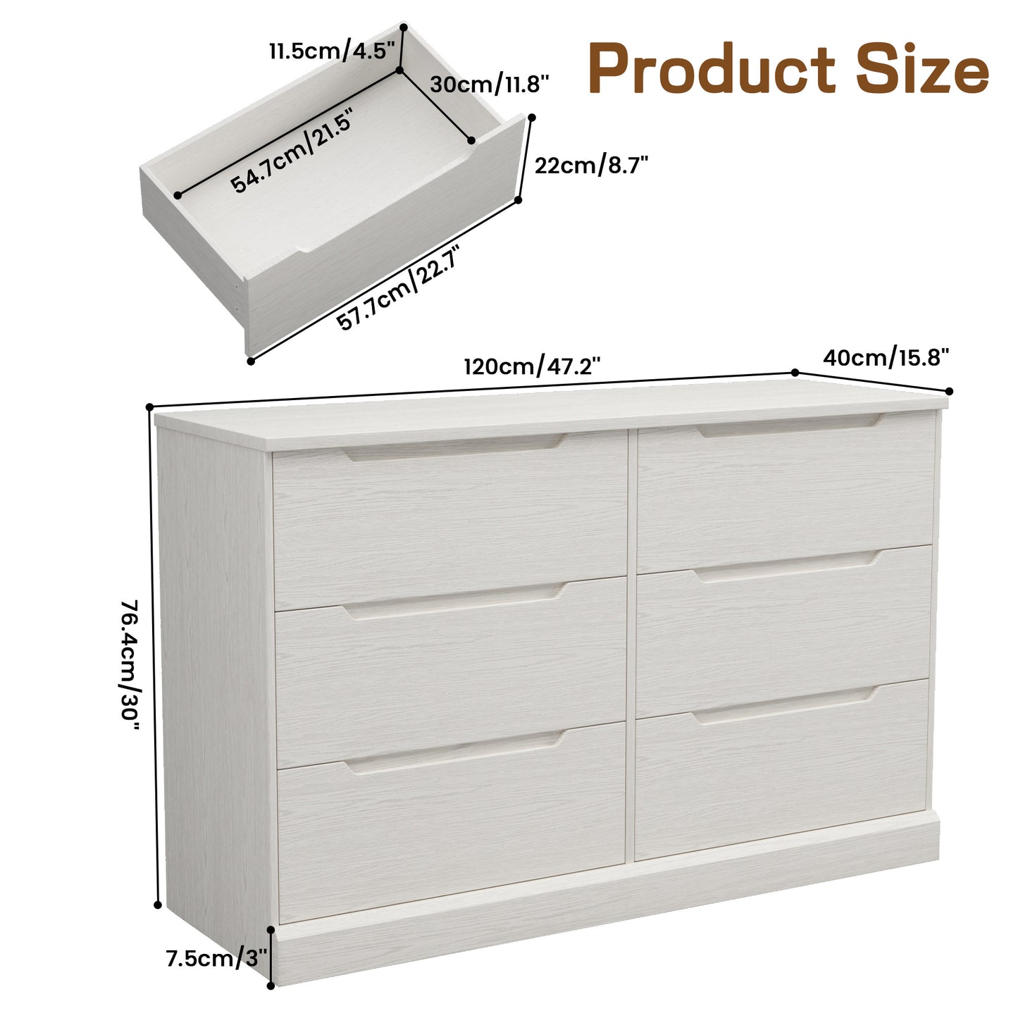 NEGYLIM 6 Drawer Dresser, Chest of Drawers for Bedroom, Modern Storage Cabinet Dresser Organizer Unit for Living Room, Closet, Hallway