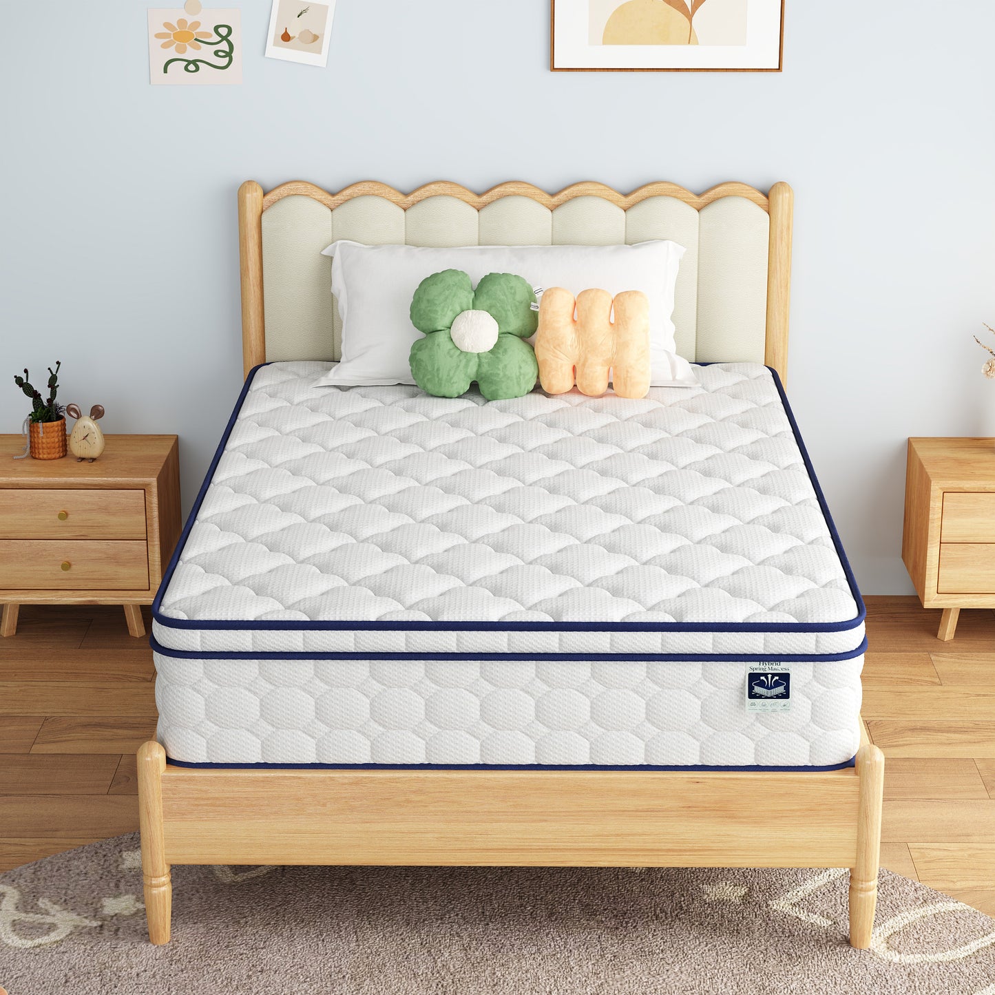 Full Mattress, 12 Inch Hybrid (Gel Memory Foam + Springs) - Medium Plush, Fiberglass-Free, Motion Isolating for Partners, Back Pain Relief