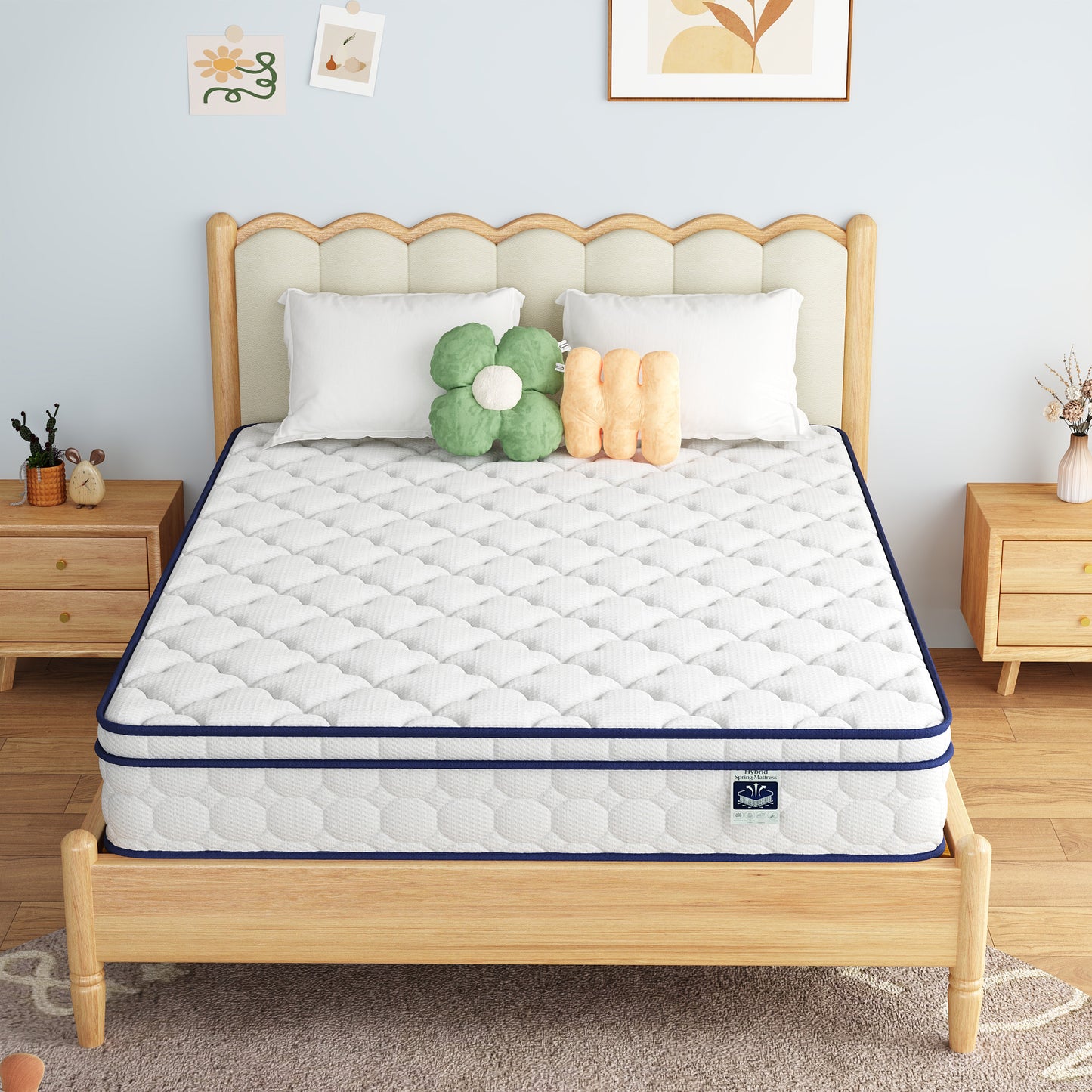 Queen Size Mattress - 10" Gel-Infused Memory Foam & Pocketed Coils, Medium Firmness, CertiPUR-US Certified, Pressure Relieving & Cooling Sleep