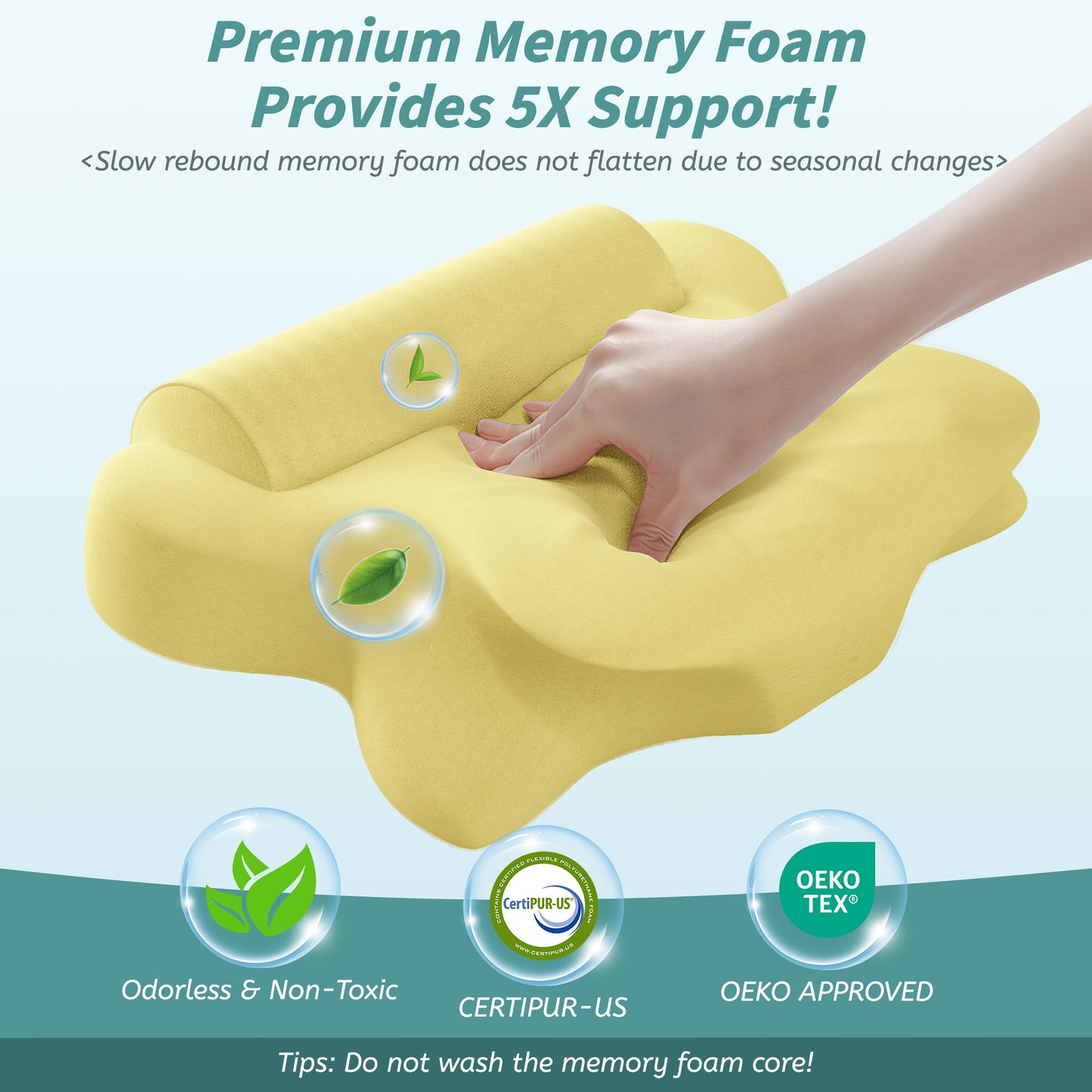NEYGLIM 2PCS Cervical Neck Pillows with Detachable Cervical Neck Roll for Neck & Shoulder Pain Relief, Pregnancy Pillows with Cooling Cover for Improves Sleep