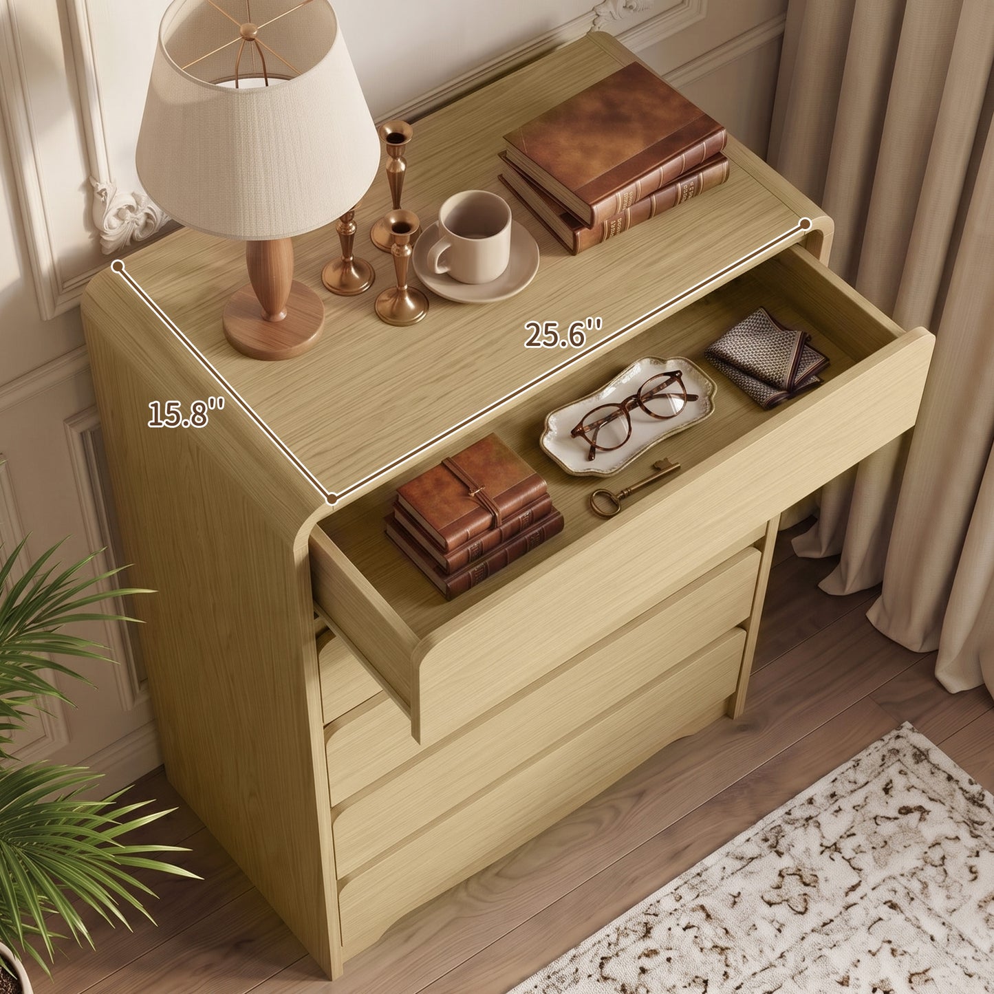 5 Drawer Tall Dresser – Modern White Chest of Drawers with Anti-Tip, Space-Saving Storage for Bedroom, Hallway, Entryway (Natural)