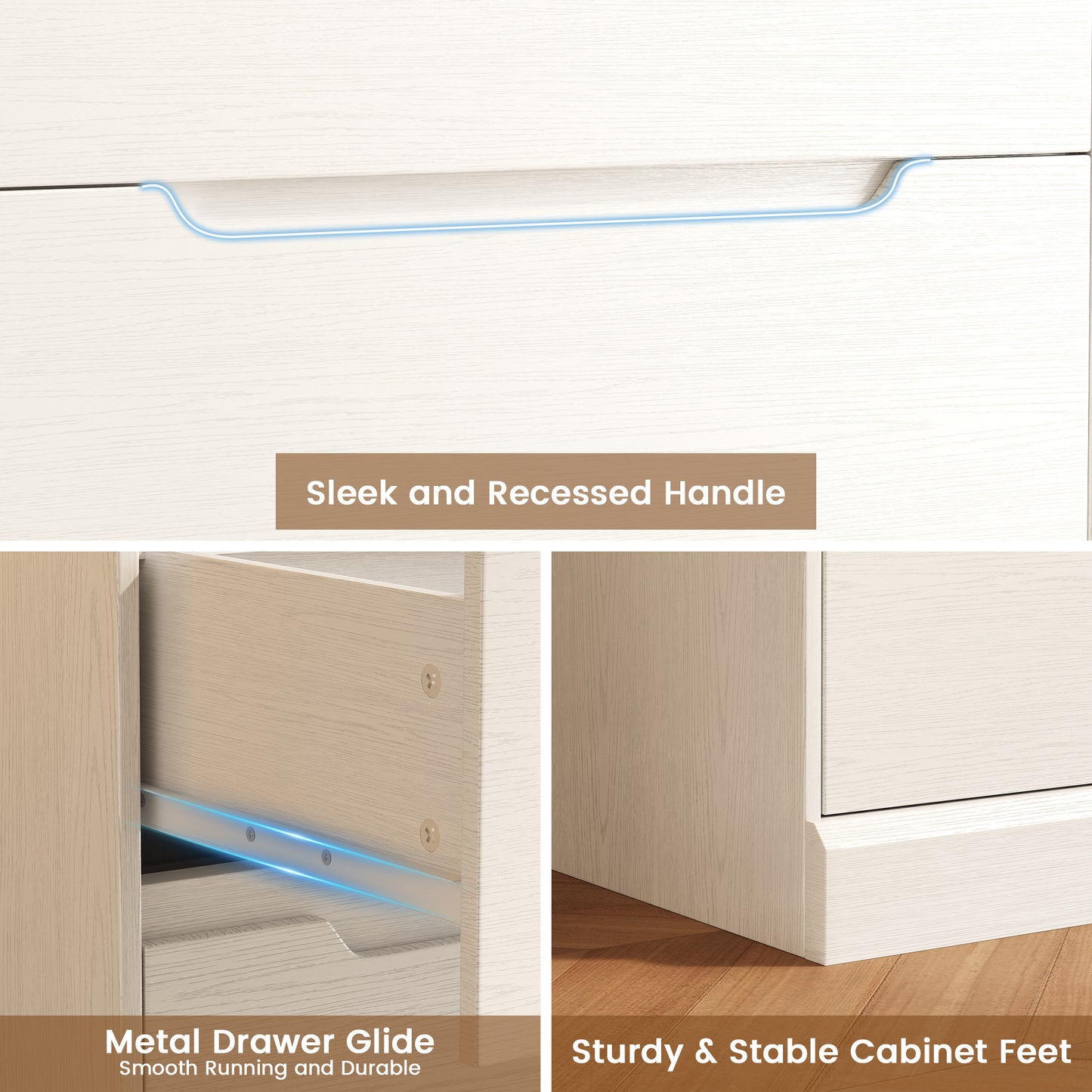 NEGYLIM 6 Drawer Dresser, Chest of Drawers for Bedroom, Modern Storage Cabinet Dresser Organizer Unit for Living Room, Closet, Hallway