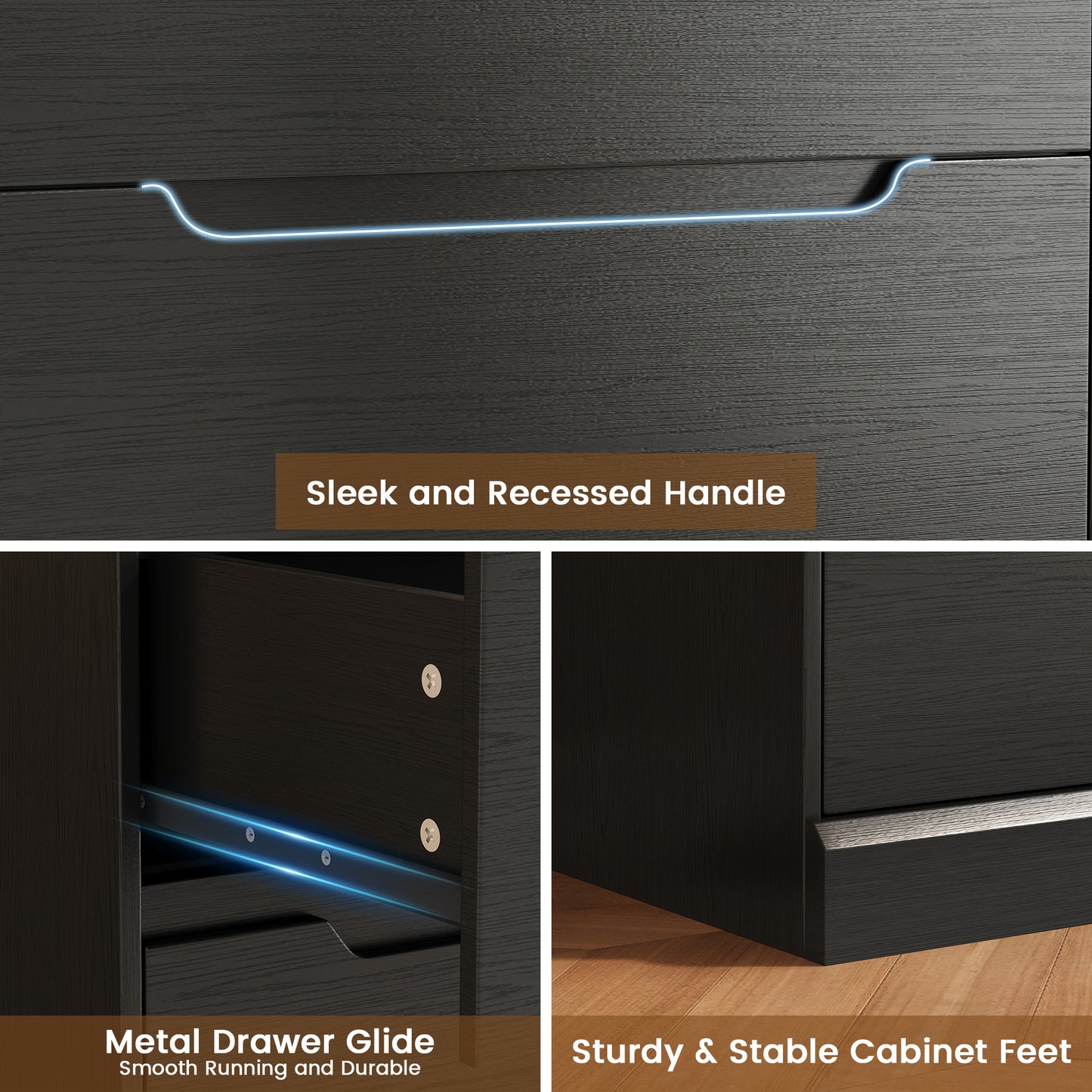 NEGYLIM 6 Drawer Chest of Drawers, Modern Storage Cabinet Dresser Organizer Unit, for Living Room, Closet, Entryway