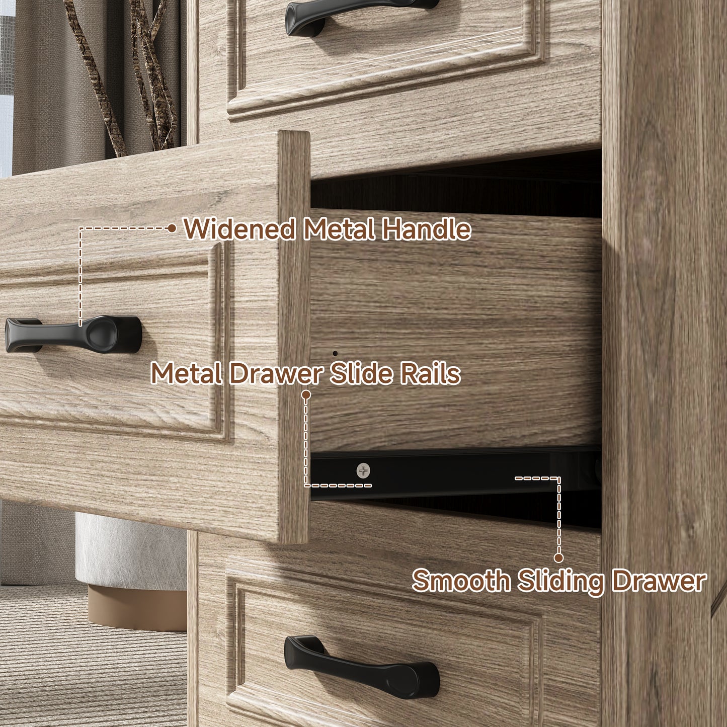 NEGYLIM Nightstand, Farmhouse End Table with Charging Station, 3 Drawers Storage for Bedroom