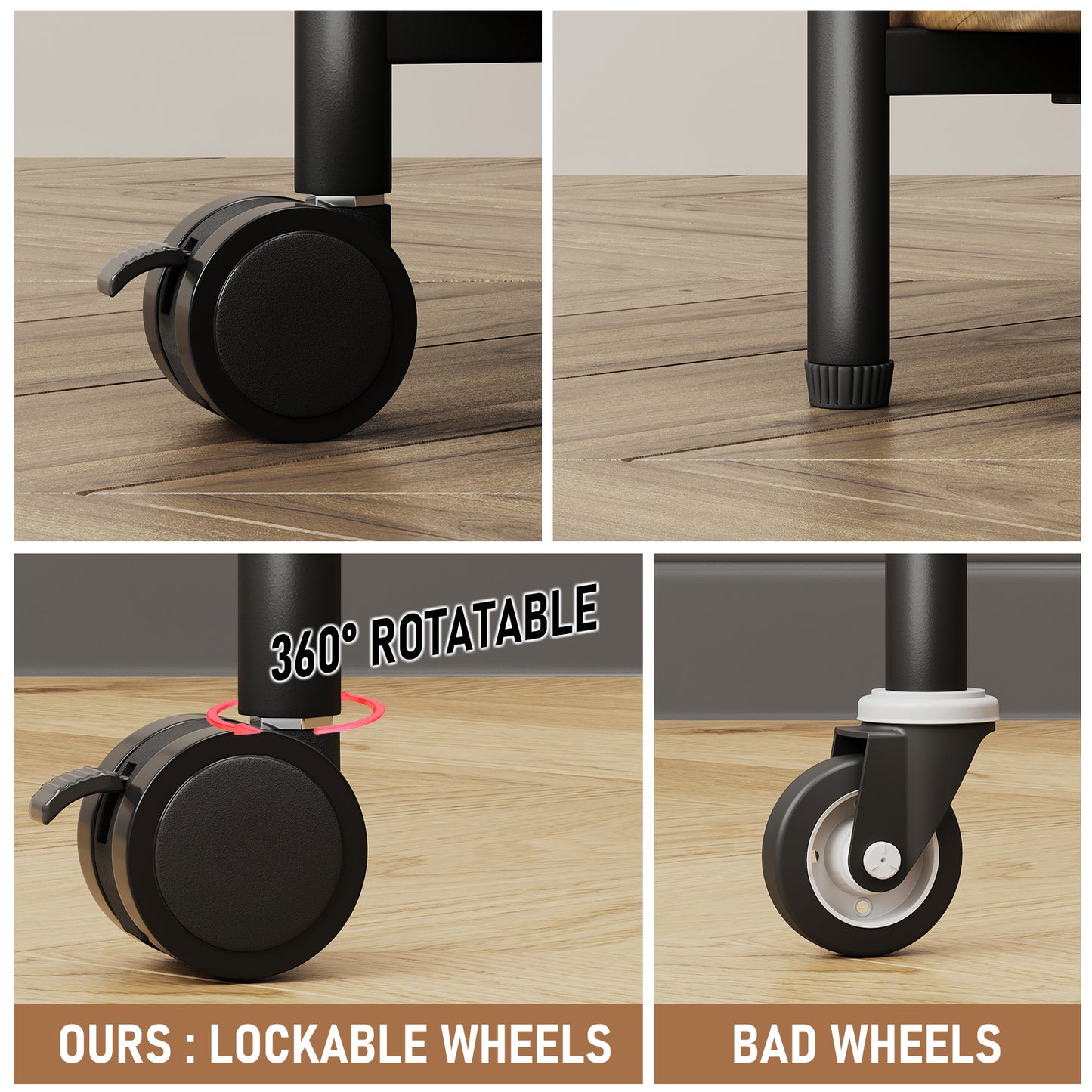 NEGYLIM End Side Table，Round Sofa Table with Metal Frame, 3-Tier Coffee Table Nightstand for Bedroom, Living Room, Nursery