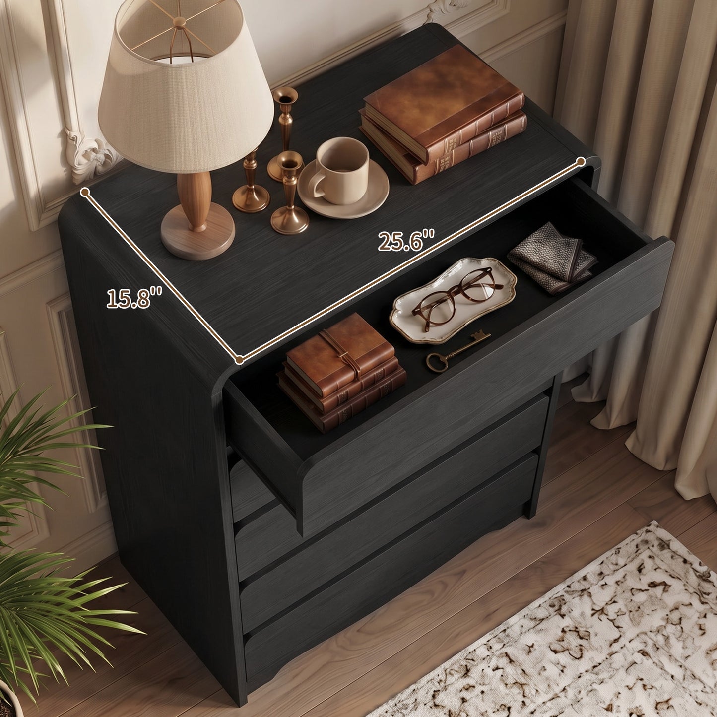 5 Drawer Tall Dresser – Modern Black Chest of Drawers with Anti-Tip, Space-Saving Storage for Bedroom, Hallway, Entryway (Black)