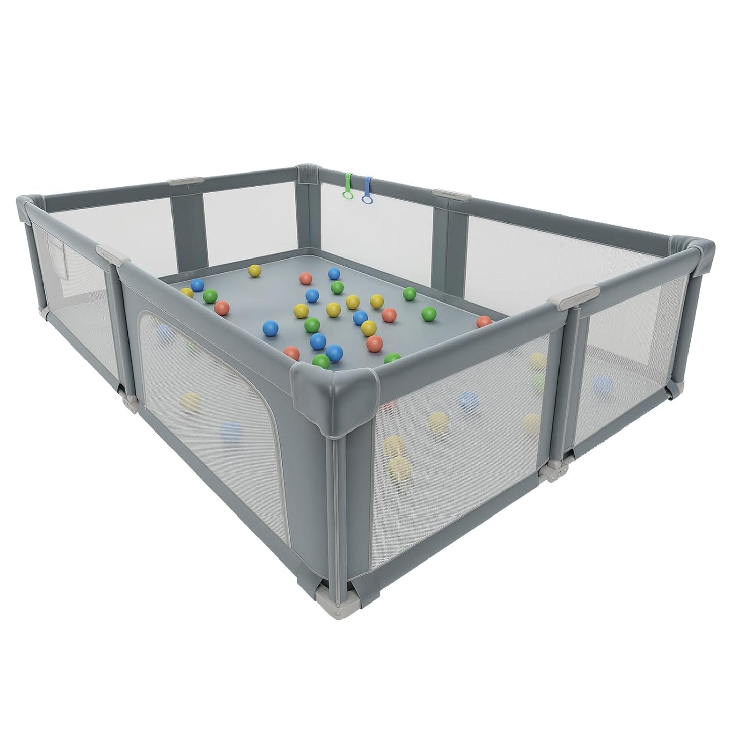 73" ×61" Large Baby Playpen, Baby Playard for Babies and Toddlers, Baby Fence Play Pens for Indoor & Outdoor, Sturdy Safety Play Yard with Soft Breathable Mesh and Carry Bag, Anti-Fall, Dark Gray