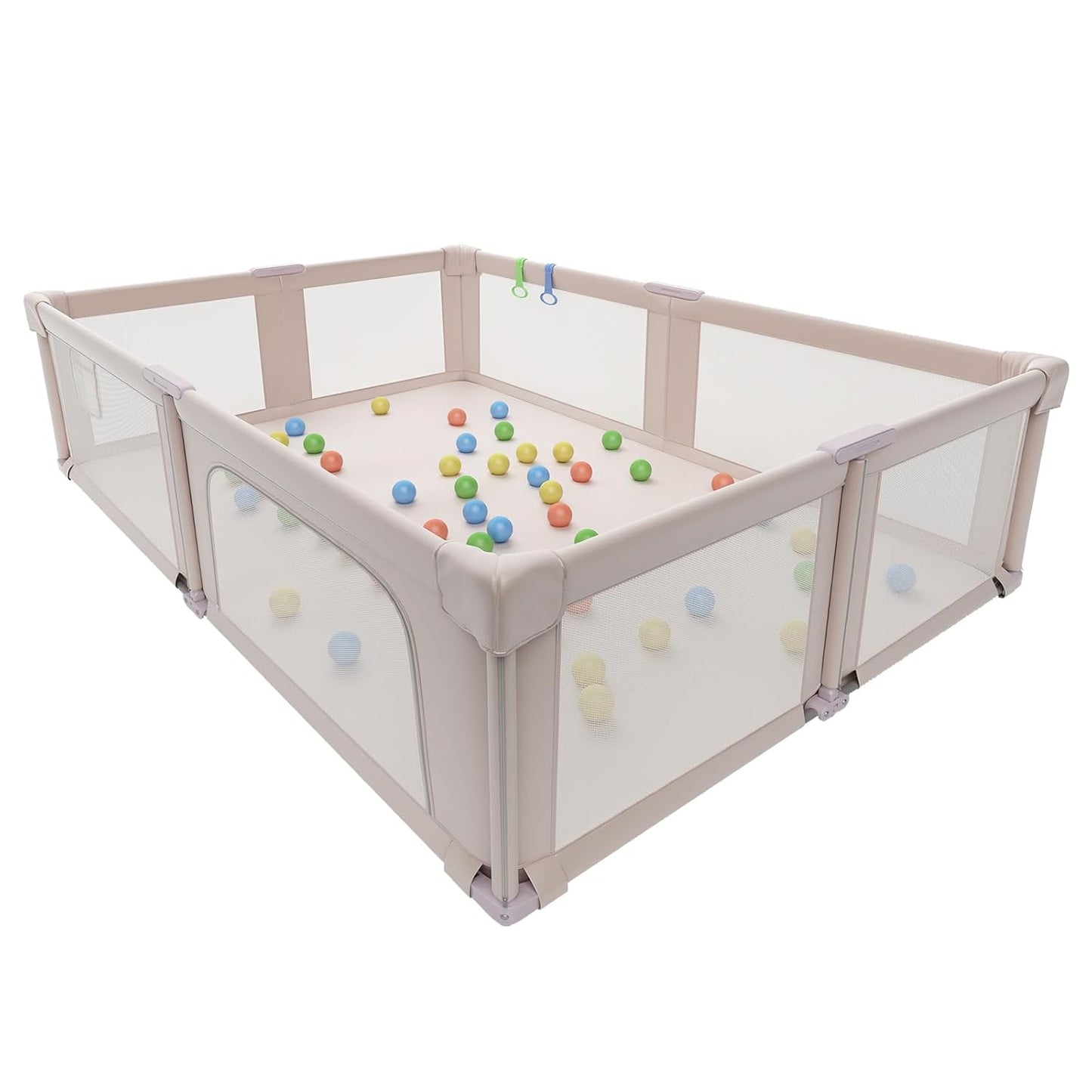 73" ×61" Large Baby Playpen, Baby Playard for Babies and Toddlers, Baby Fence Play Pens for Indoor & Outdoor, Sturdy Safety Play Yard with Soft Breathable Mesh and Carry Bag, Anti-Fall, Pink