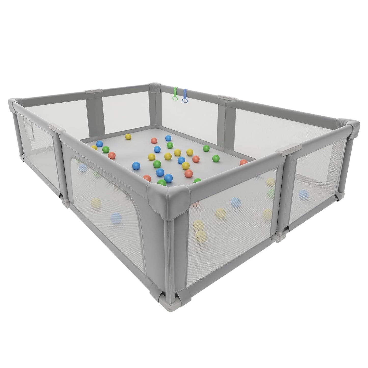 73" ×61" Large Baby Playpen, Baby Playard for Babies and Toddlers, Baby Fence Play Pens for Indoor & Outdoor, Sturdy Safety Play Yard with Soft Breathable Mesh and Carry Bag, Anti-Fall, Light Gray