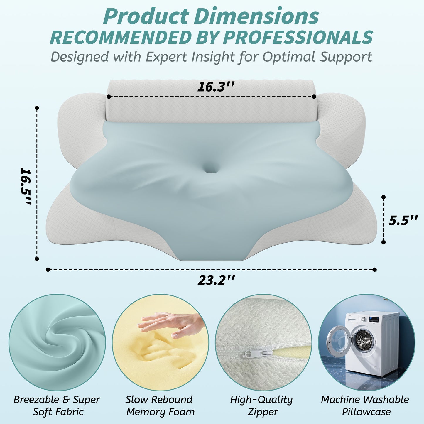 NEYGLIM 2PCS Cervical Neck Pillows with Detachable Cervical Neck Roll for Neck & Shoulder Pain Relief, Pregnancy Pillows with Cooling Cover for Improves Sleep