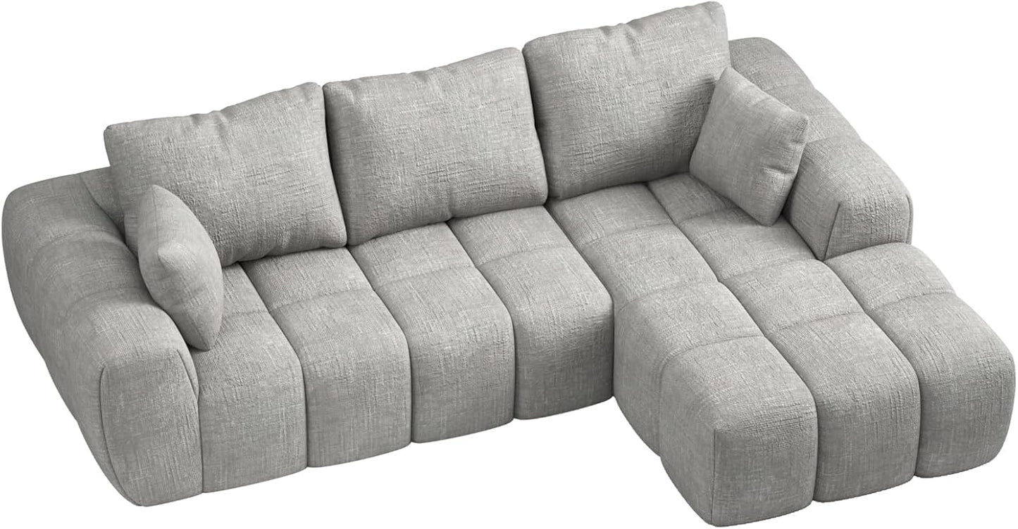 101" Cloud Sectional Couch with L-Shaped Chaise, Modular Sectional Sofa with Deep Seat, Comfy Corduroy Boneless Couches for Living Room, No Assembly Required, Pearl Gray