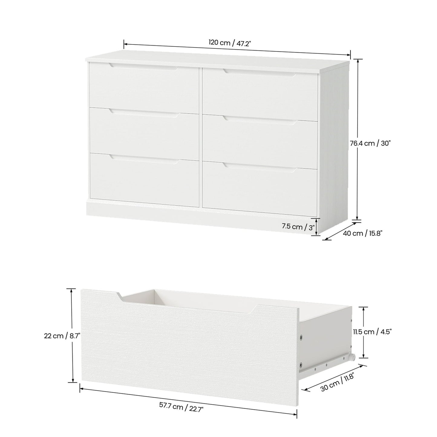 NEGYLIM 6 Drawer Dresser, Chest of Drawers for Bedroom, Modern Storage Cabinet Dresser Organizer Unit for Living Room, Closet, Hallway