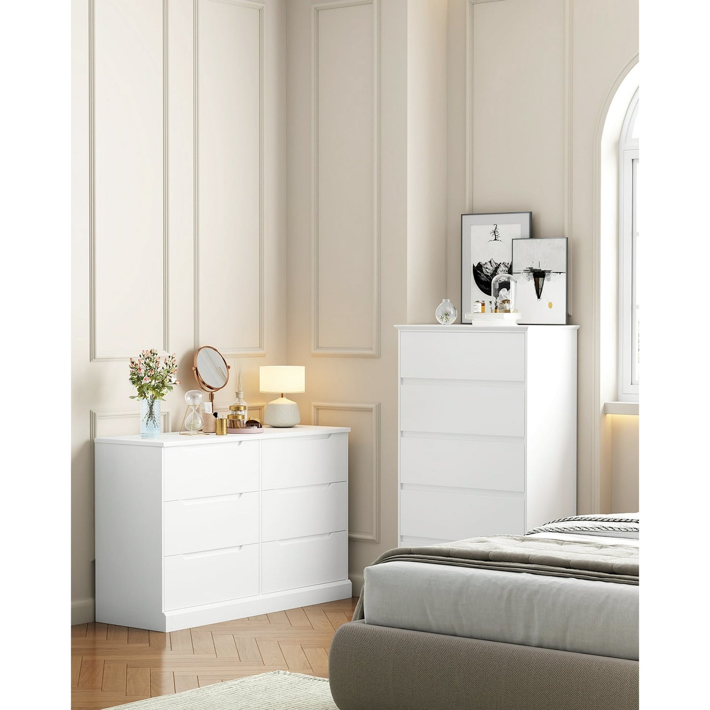 NEGYLIM 6 Drawer Dresser, Chest of Drawers for Bedroom, Modern Storage Cabinet Dresser Organizer Unit for Living Room, Closet, Hallway