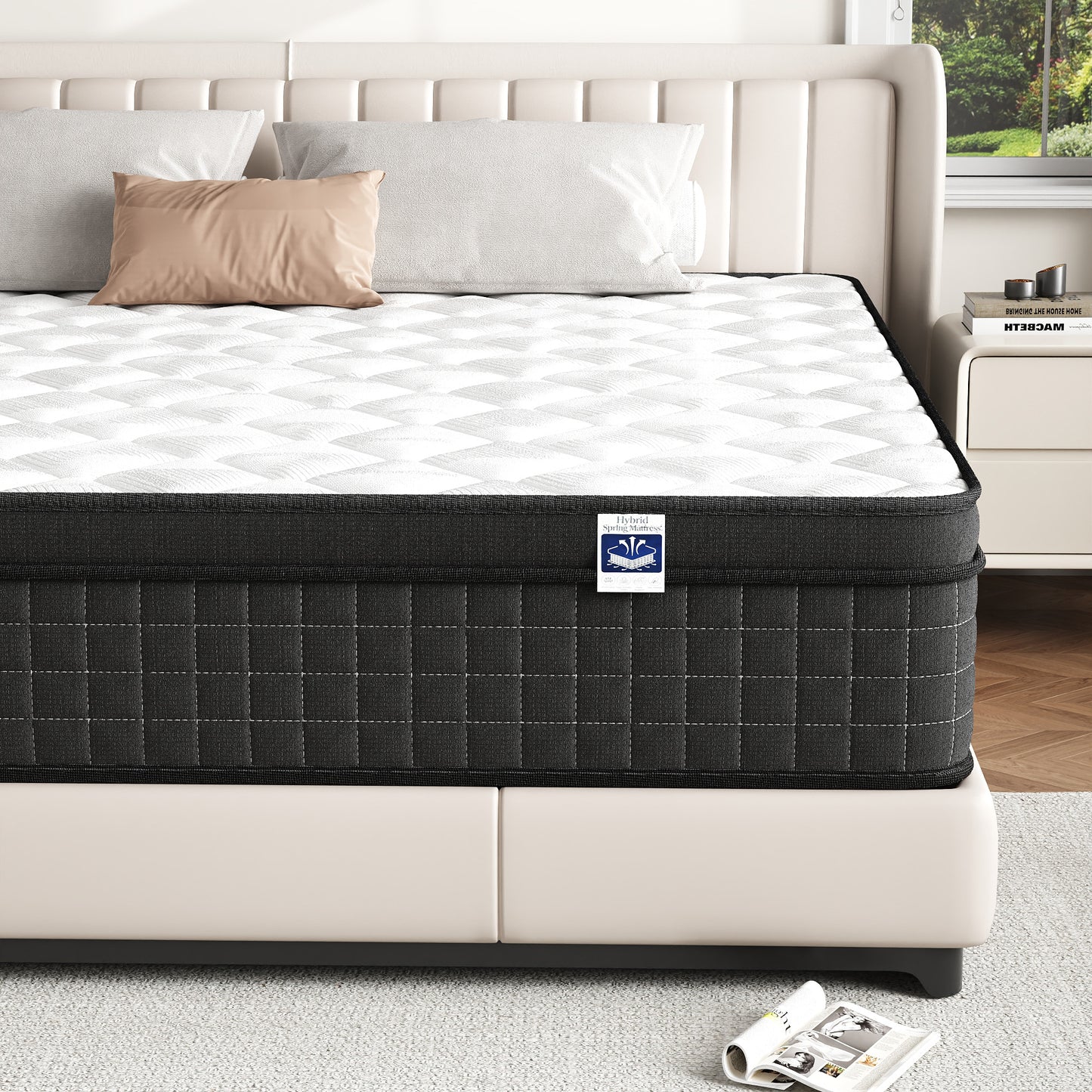 King Size 12" Hybrid Mattress - Gel Memory Foam & Pocket Springs, Medium Firm Feel, Motion Isolation, Pressure Relief, CertiPUR-US
