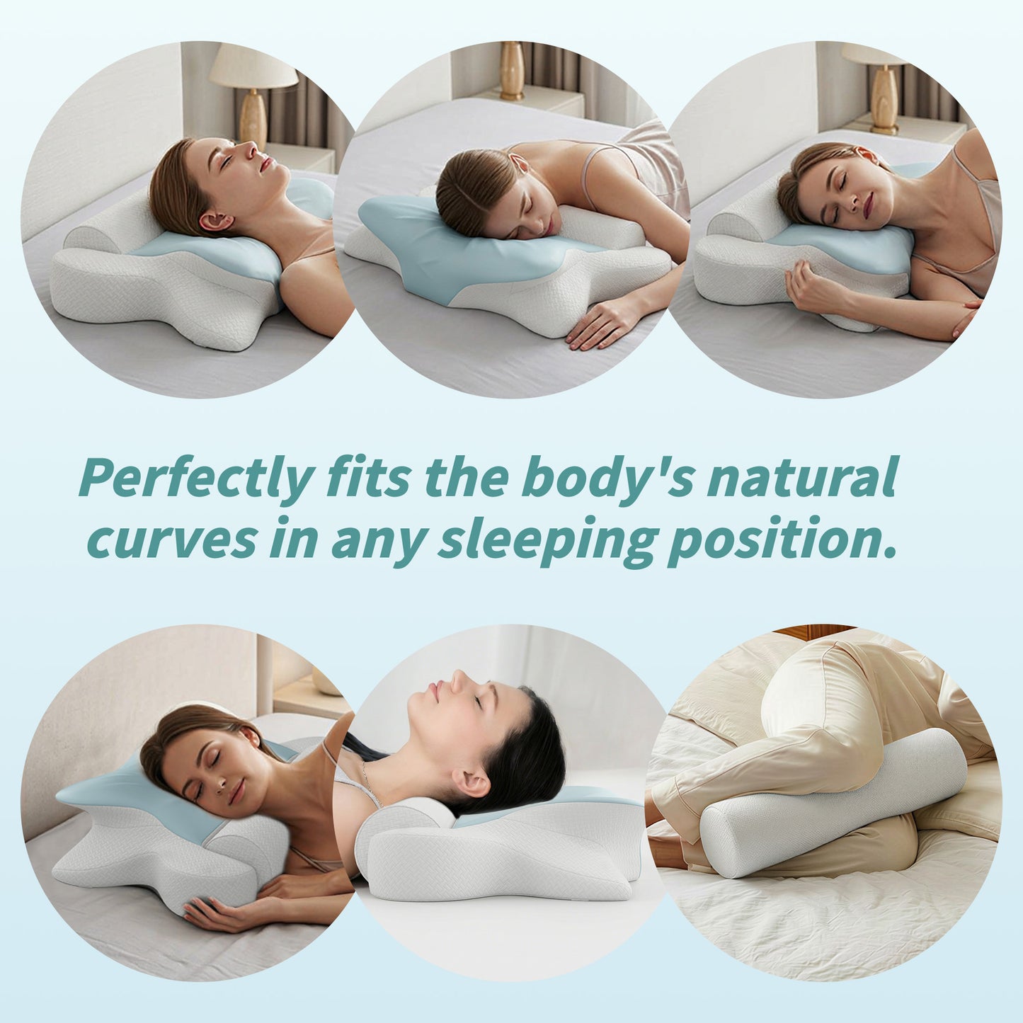 NEYGLIM 2PCS Cervical Neck Pillows with Detachable Cervical Neck Roll for Neck & Shoulder Pain Relief, Pregnancy Pillows with Cooling Cover for Improves Sleep