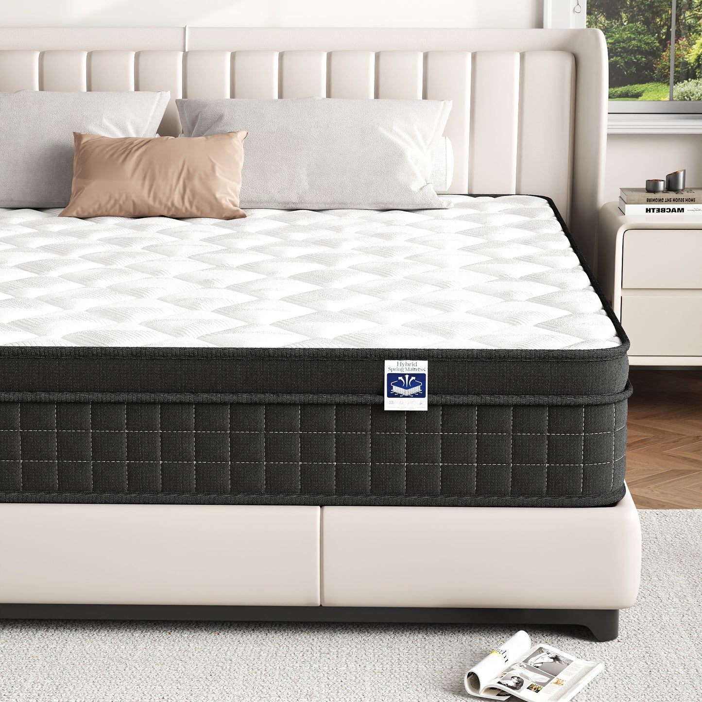 King Size 10" Hybrid Mattress - Gel Memory Foam & Pocket Springs, Medium Firm Feel, Motion Isolation, Pressure Relief, CertiPUR-US