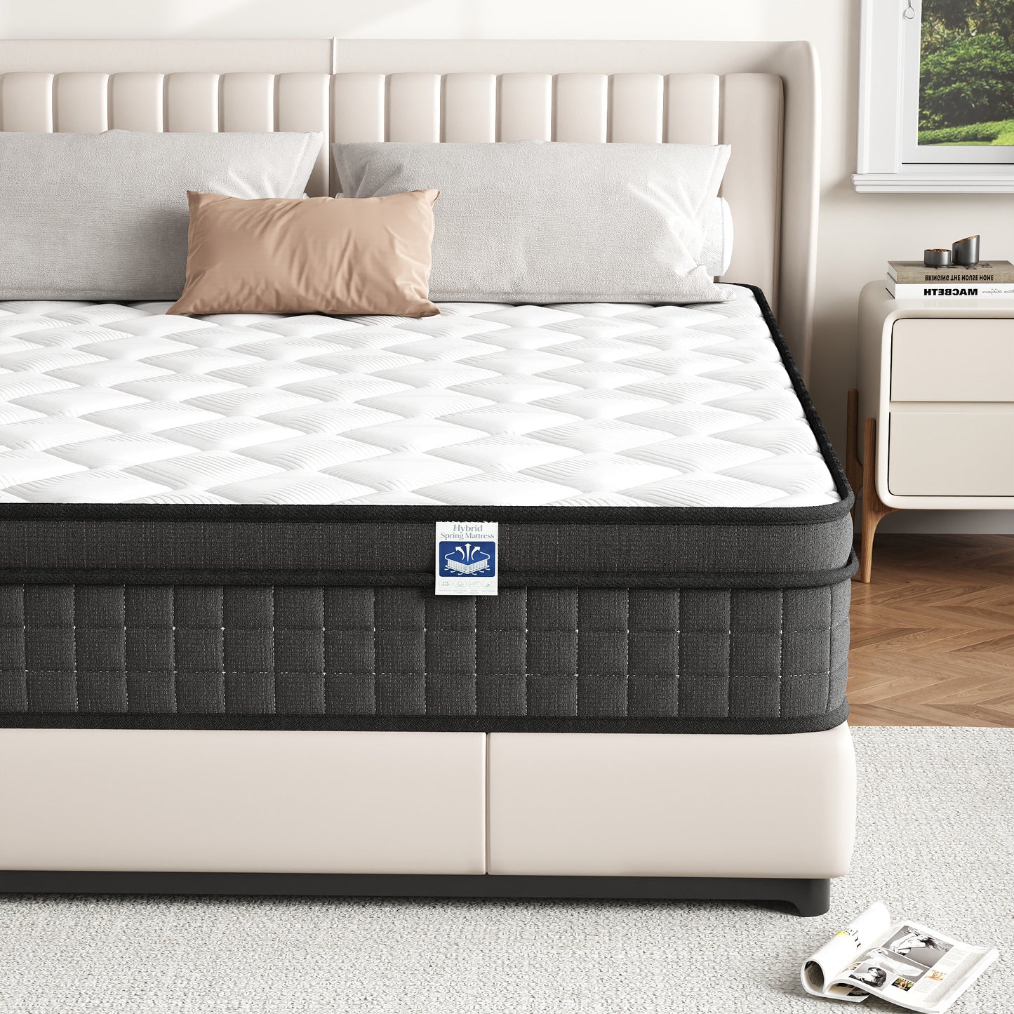 Queen Size 10" Hybrid Mattress - Gel Memory Foam & Pocket Springs, Medium Firm Feel, Motion Isolation, Pressure Relief, CertiPUR-US
