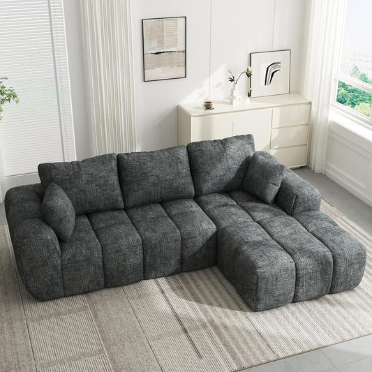 101” Modular Sectional Sofa, Cloud Sectional Couch with Deep Seat, Modern Modular L-Shape Sofa Couch with Chaise,Upholstered Boneless Couches for Living Room Bedroom(Deep Gray)
