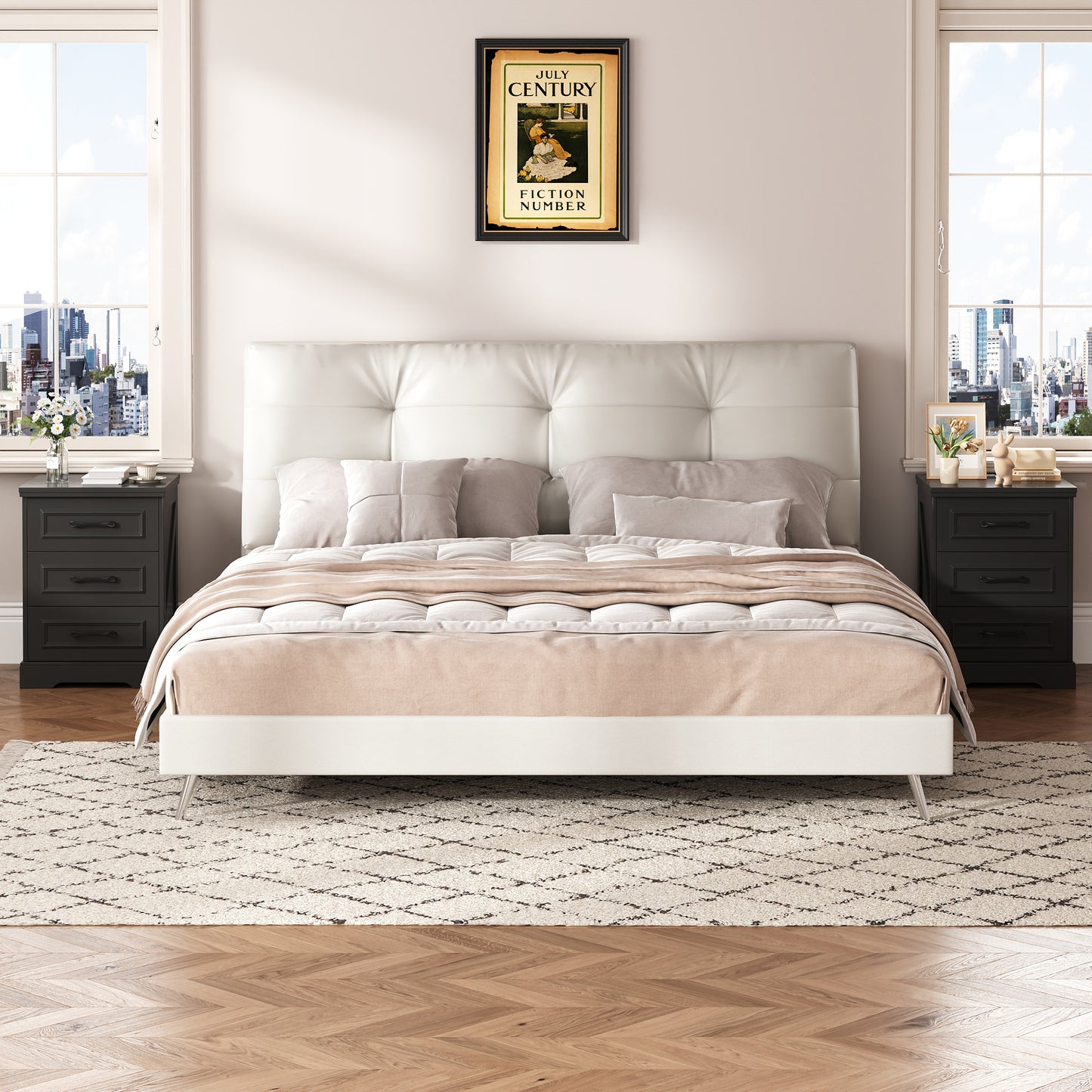 NEGYLIM Nightstand, Farmhouse End Table with Charging Station, 3 Drawers Storage for Bedroom