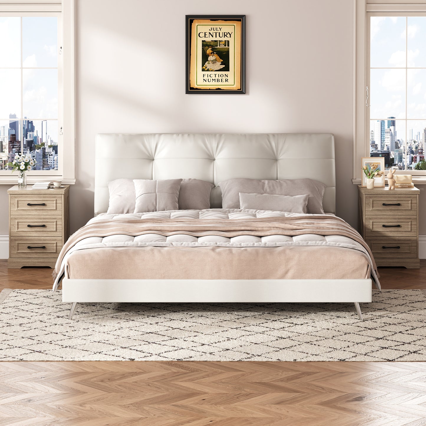 NEGYLIM Nightstand, Farmhouse End Table with Charging Station, 3 Drawers Storage for Bedroom