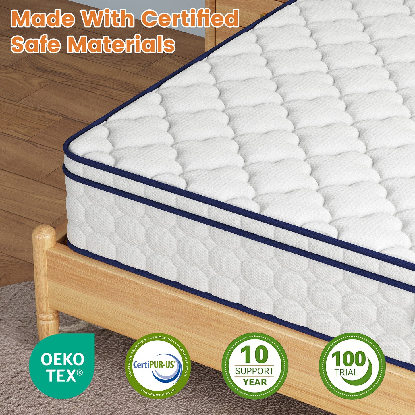 12 Inch King Mattress, Gel Memory Foam & Pocket Springs Hybrid - Medium Plush Feel for Cool Sleep, Pressure Relief & Motion Isolation, CertiPUR-US Certified