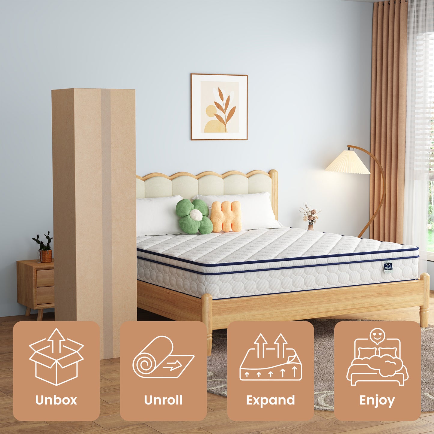 King Mattress, 10" Hybrid - Gel Memory Foam & Pocket Springs, Medium Plush Comfort, CertiPUR-US Certified for Cool Sleep, Pressure Relief & Motion Isolation