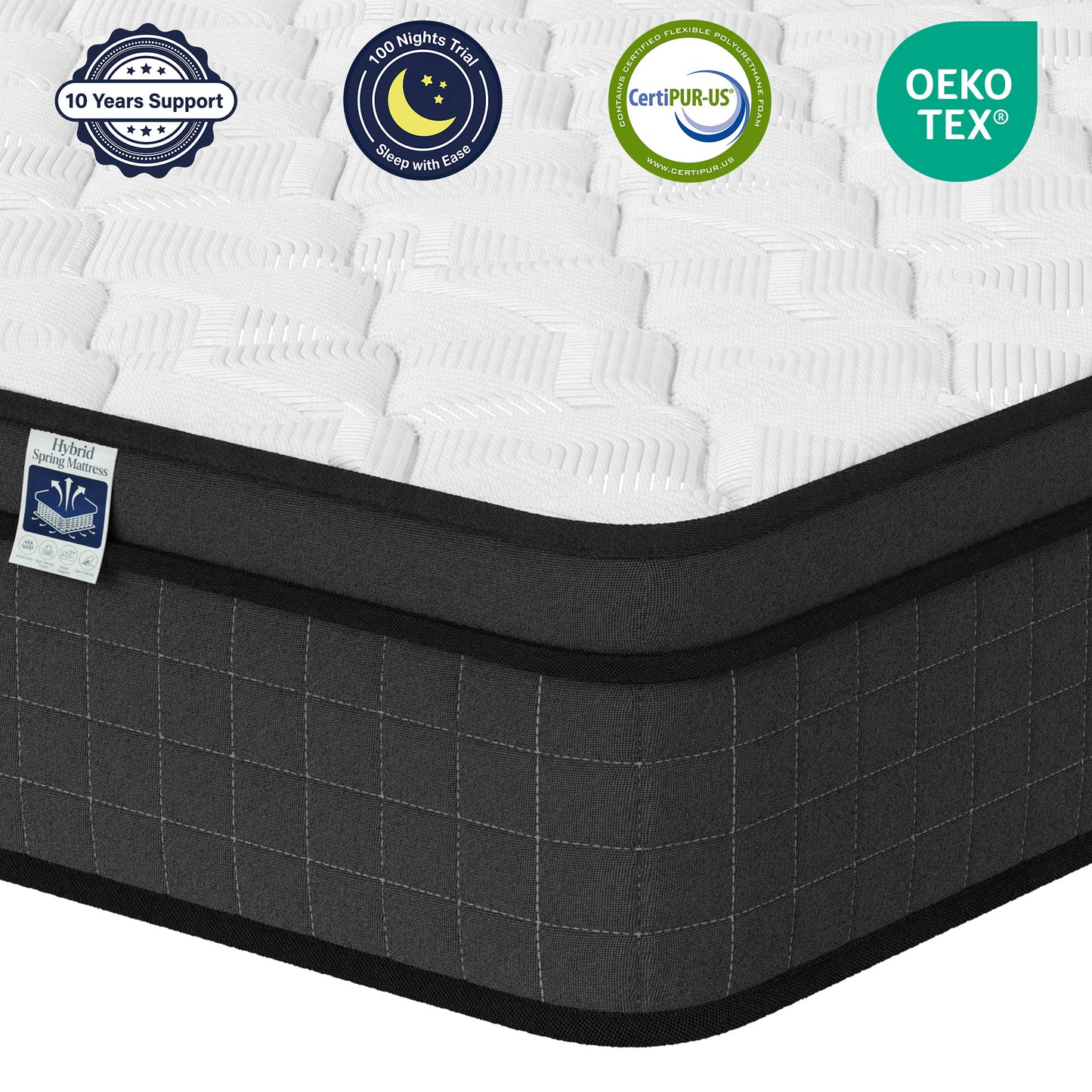 King Size 12" Hybrid Mattress - Gel Memory Foam & Pocket Springs, Medium Firm Feel, Motion Isolation, Pressure Relief, CertiPUR-US